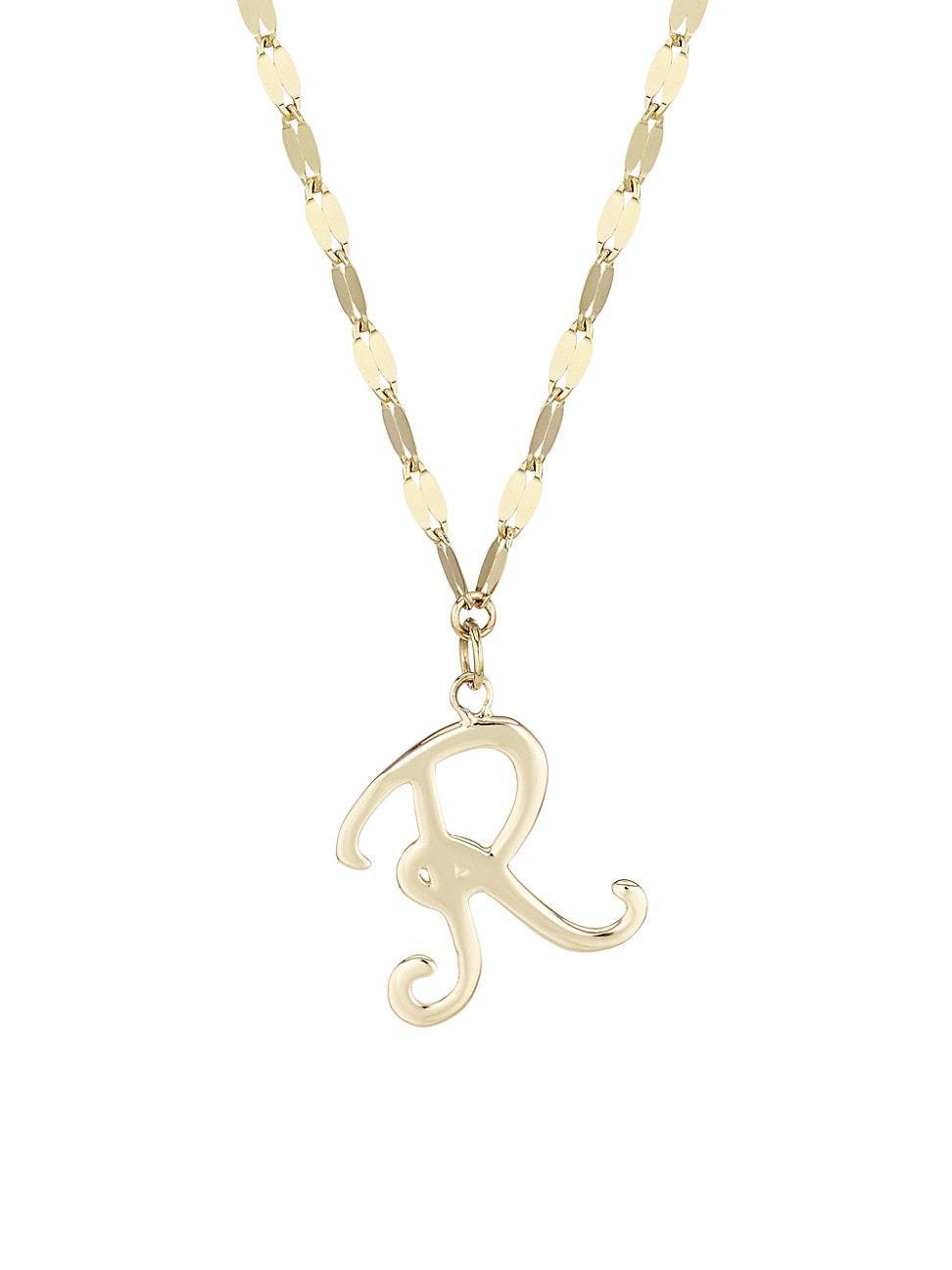 Womens 14K Yellow Gold Cursive Initial Pendant Necklace Product Image