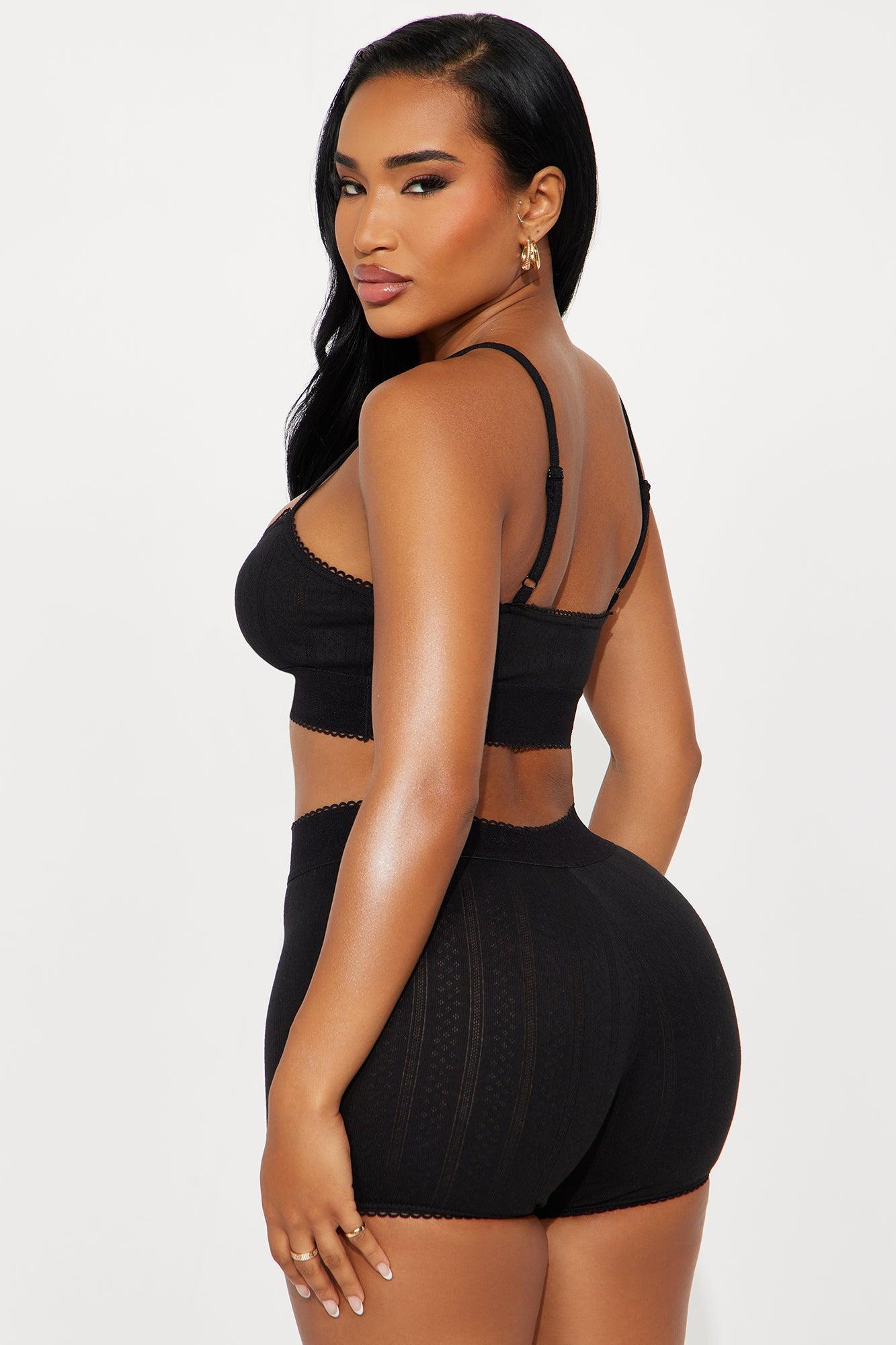 Stay Together Pointelle PJ Boxer Short Set - Black Female Product Image