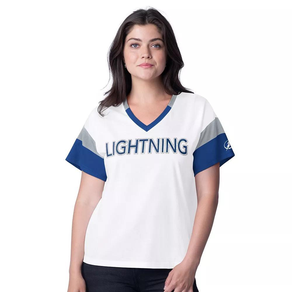 Women's G-III 4Her by Carl Banks  White Vegas Golden Knights Rink Oversized Rhinestone V-Neck T-Shirt, Size: XL, Lvk White Product Image