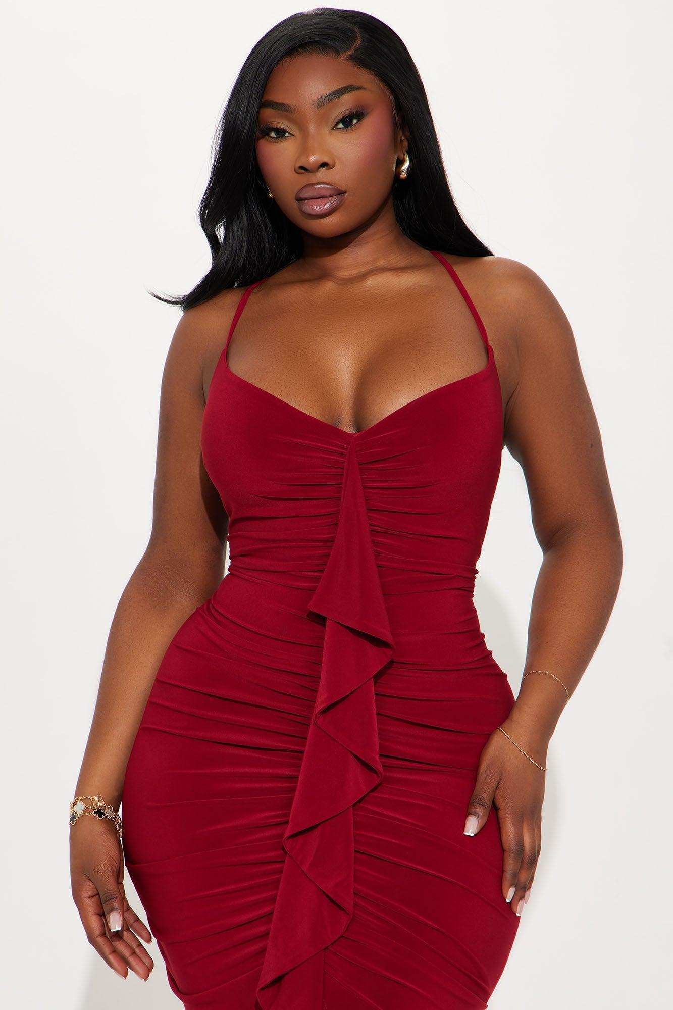 Gloria Midi Dress - Wine Product Image