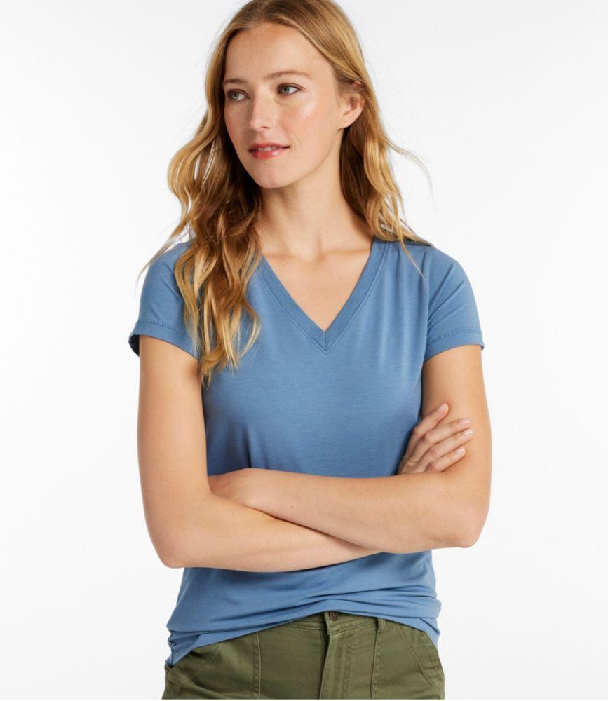 
                            
                                
                                    
                                
                            Women's Soft Stretch Supima-Blend Tee, Short-Sleeve V-Neck
                         Product Image