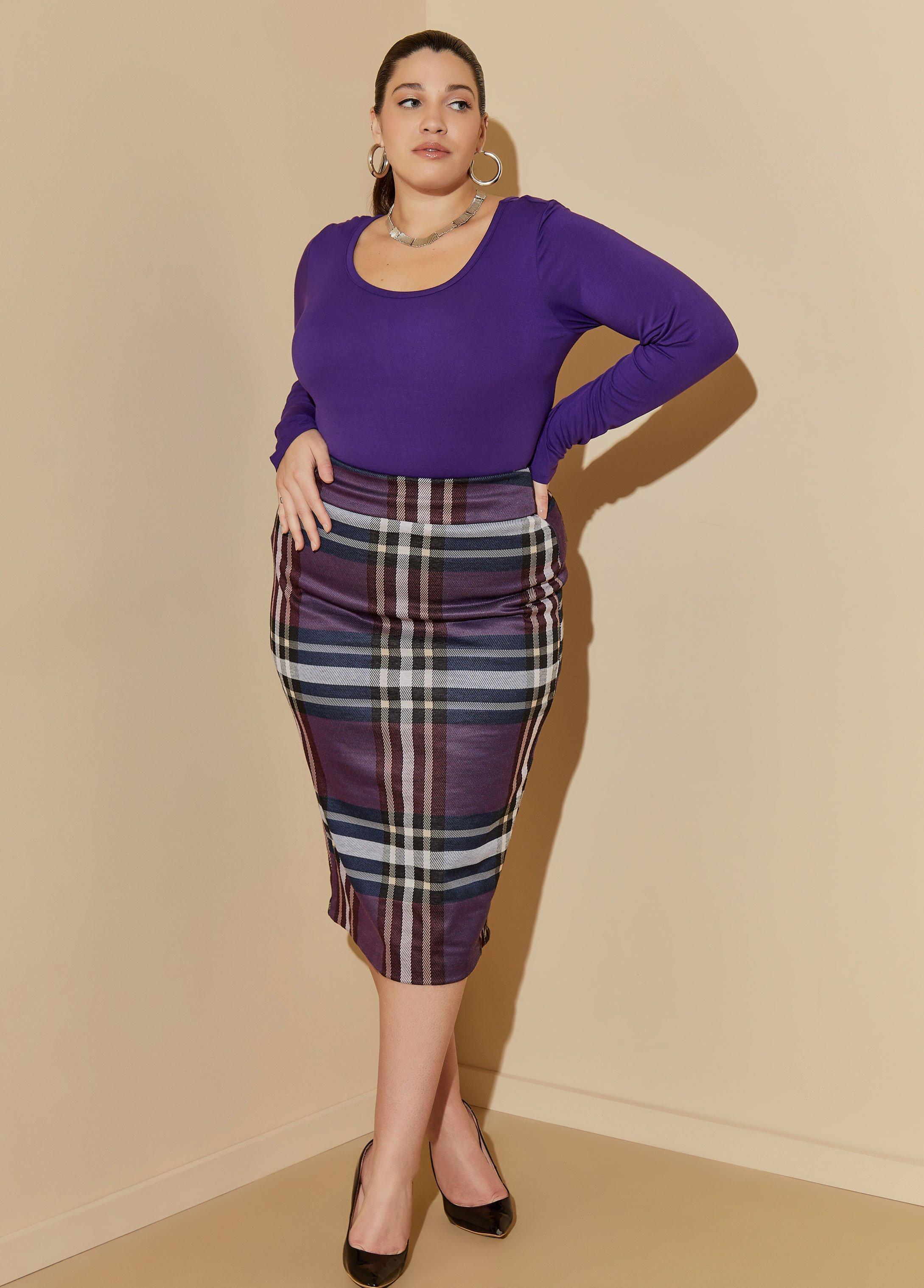 Plus Size Basic Scoop Neck Long Sleeved Tee Ashley Stewart Product Image