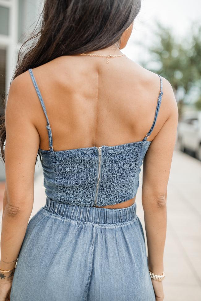 Why Can't You See Medium Wash Denim Tank Top FINAL SALE Product Image