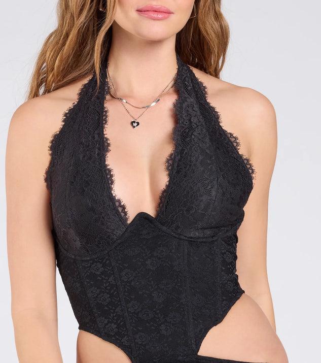 In Love And Lace Halter Cutout Lace Mini Dress Product Image