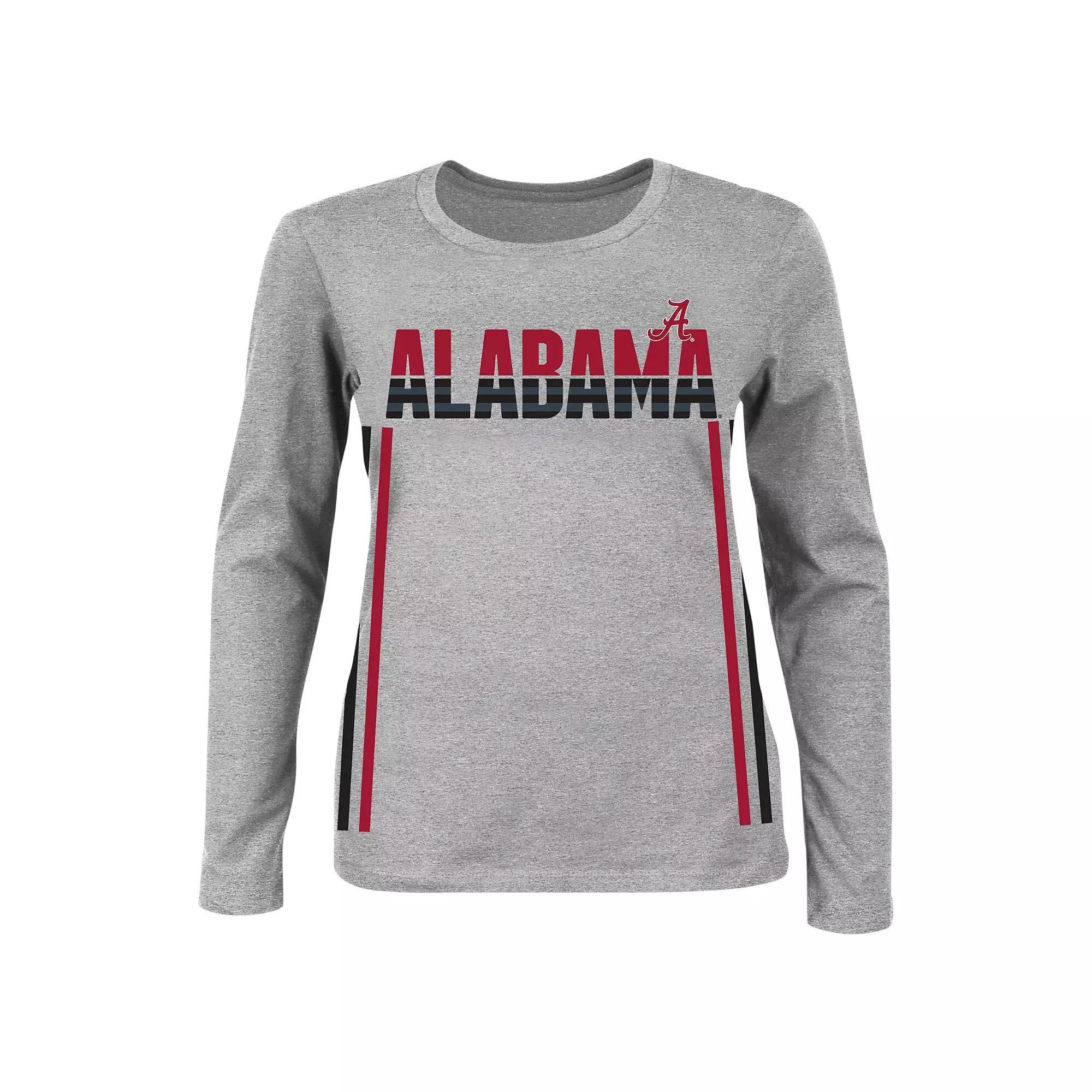 Women's Profile Heather Gray Alabama Crimson Tide Plus Size Side Stripe Fleece Pullover Sweatshirt, Size: 3XL, Grey Product Image