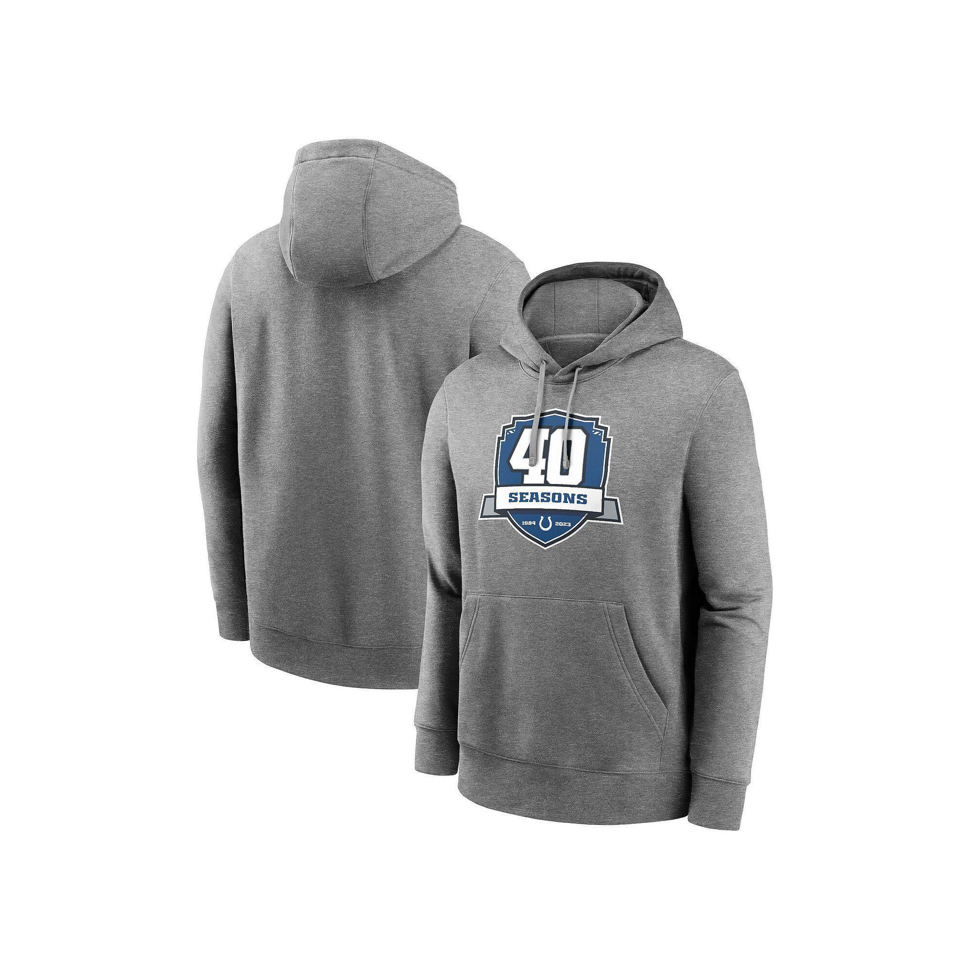 Men's Nike Heather Gray Indianapolis Colts 40th Anniversary Club Pullover Hoodie, Size: Medium, Grey Product Image