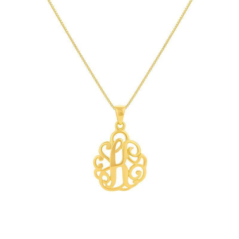 PRIMROSE Sterling Silver Monogram Initial Pendant Necklace, Women's, Size: 18", Gold Tone T Product Image