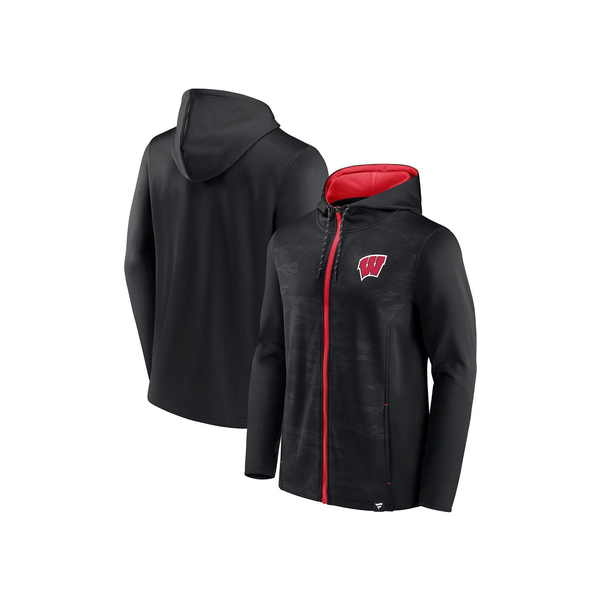 Men's Fanatics Branded Black Wisconsin Badgers Ball Carrier Full-Zip Hoodie, Size: Medium Product Image