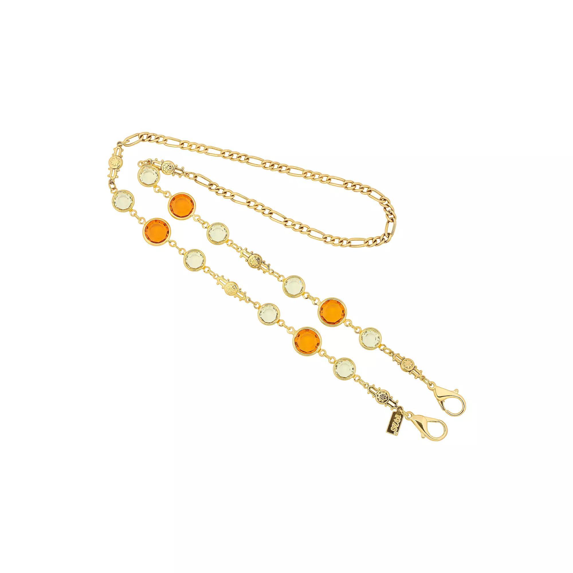 1928 Gold Tone Orange Crystal Mask Holder, Womens, Multicolor Product Image