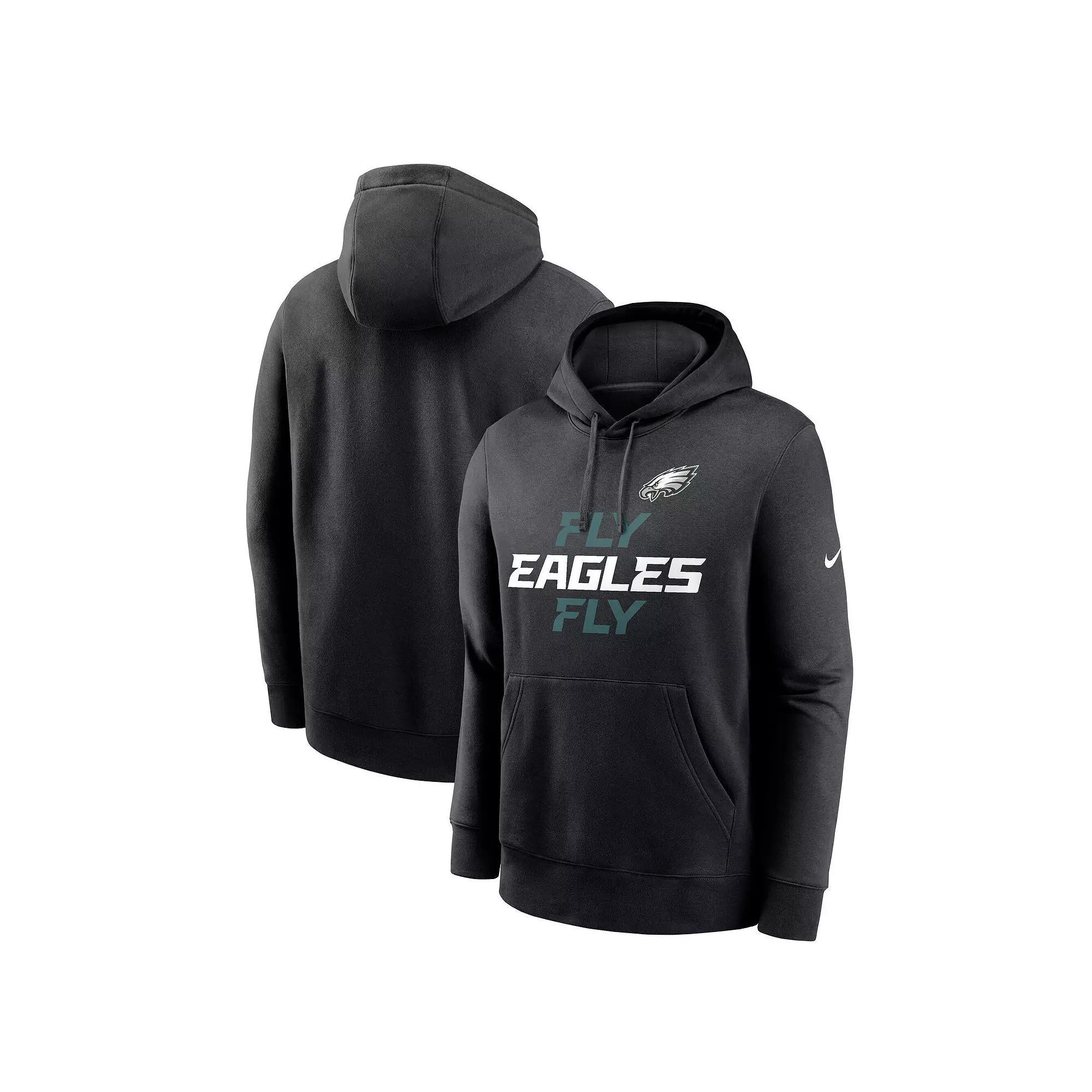 Men's Nike Black Philadelphia Eagles Fly Eagles Fly Club Fleece Pullover Hoodie, Size: Small Product Image