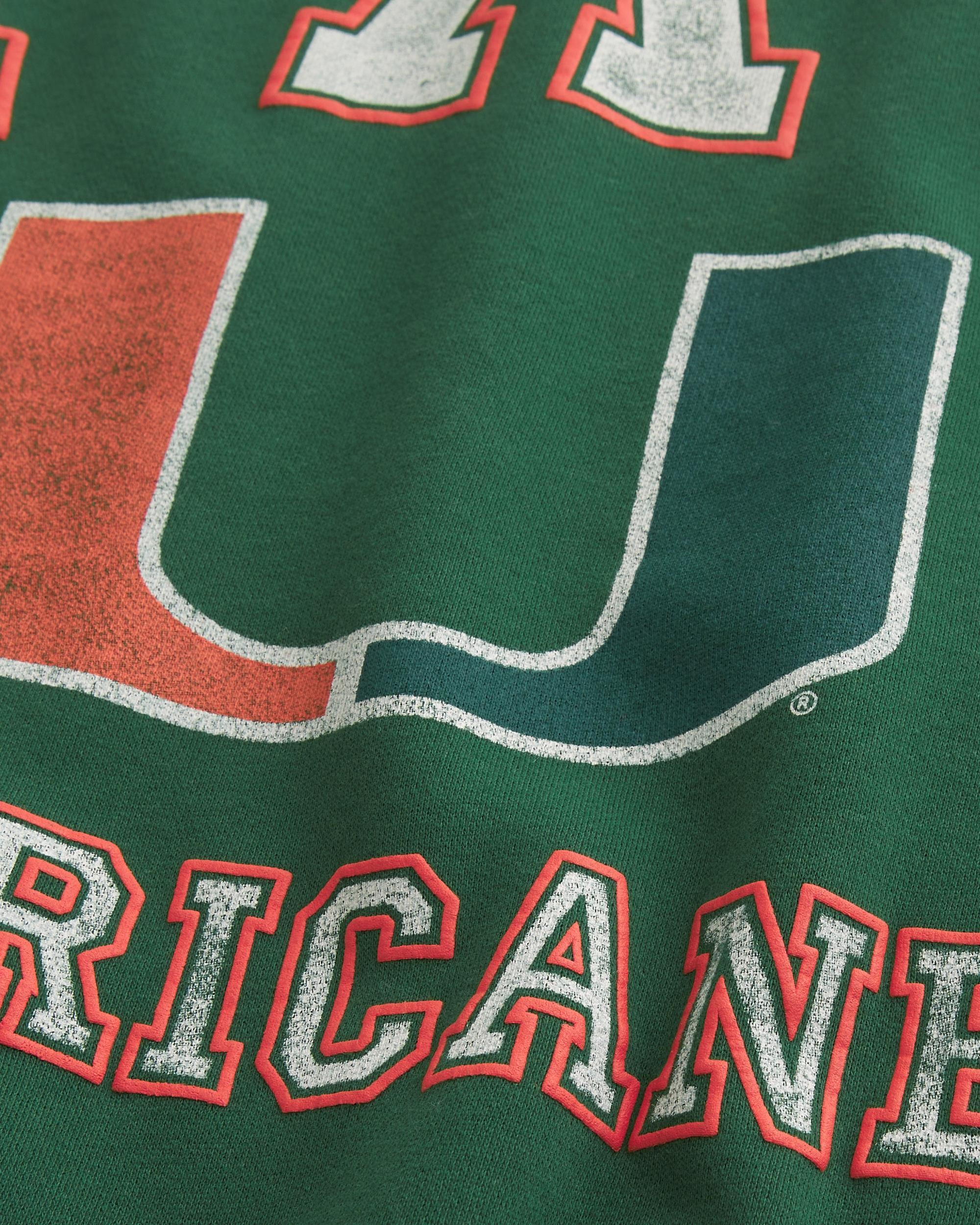 Boxy University of Miami Hurricanes Graphic Crew Sweatshirt Product Image