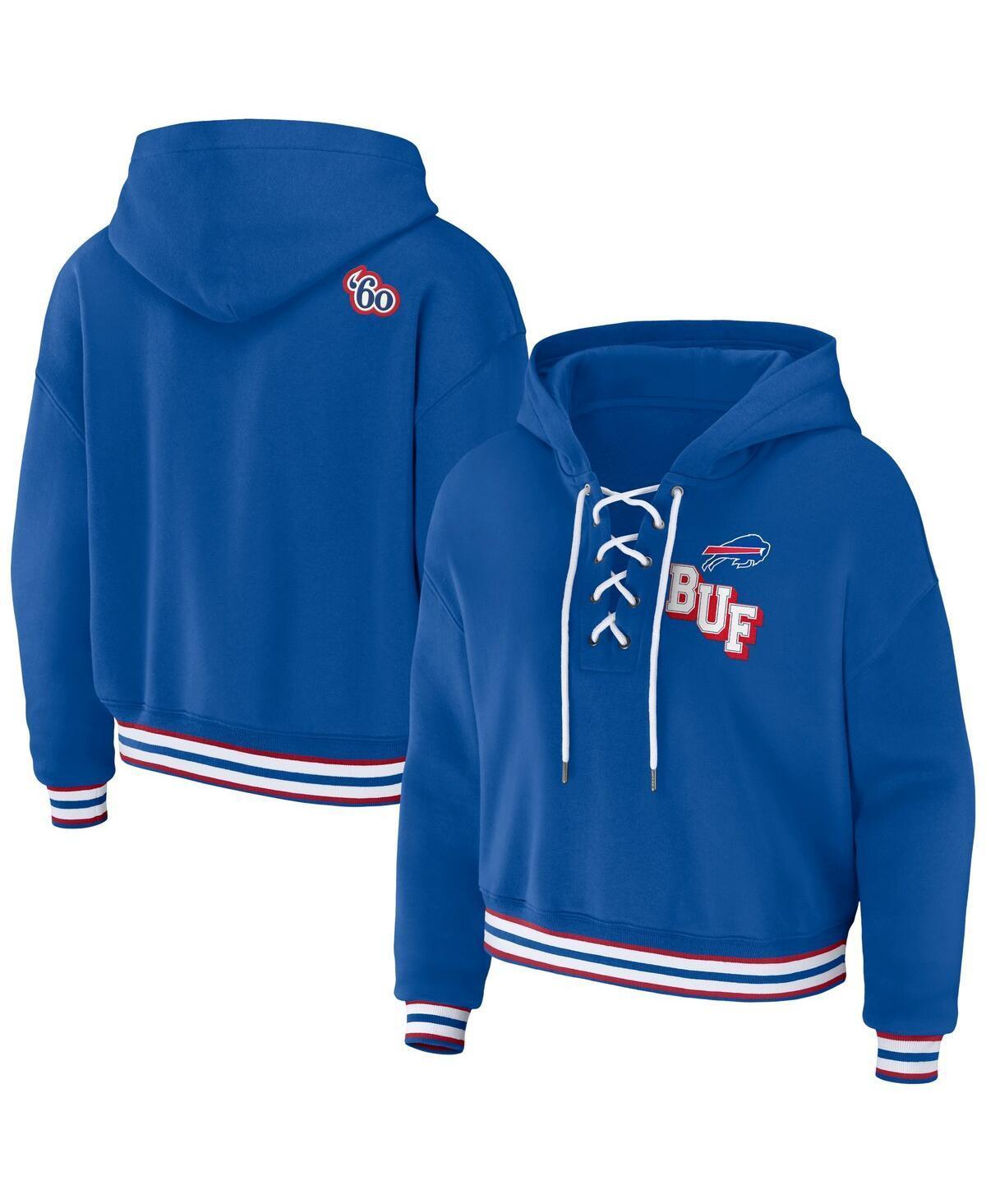 Women's WEAR by Erin Andrews Blue St. Louis Blues Lace-Up Pullover Hoodie, Size: 2XL Product Image