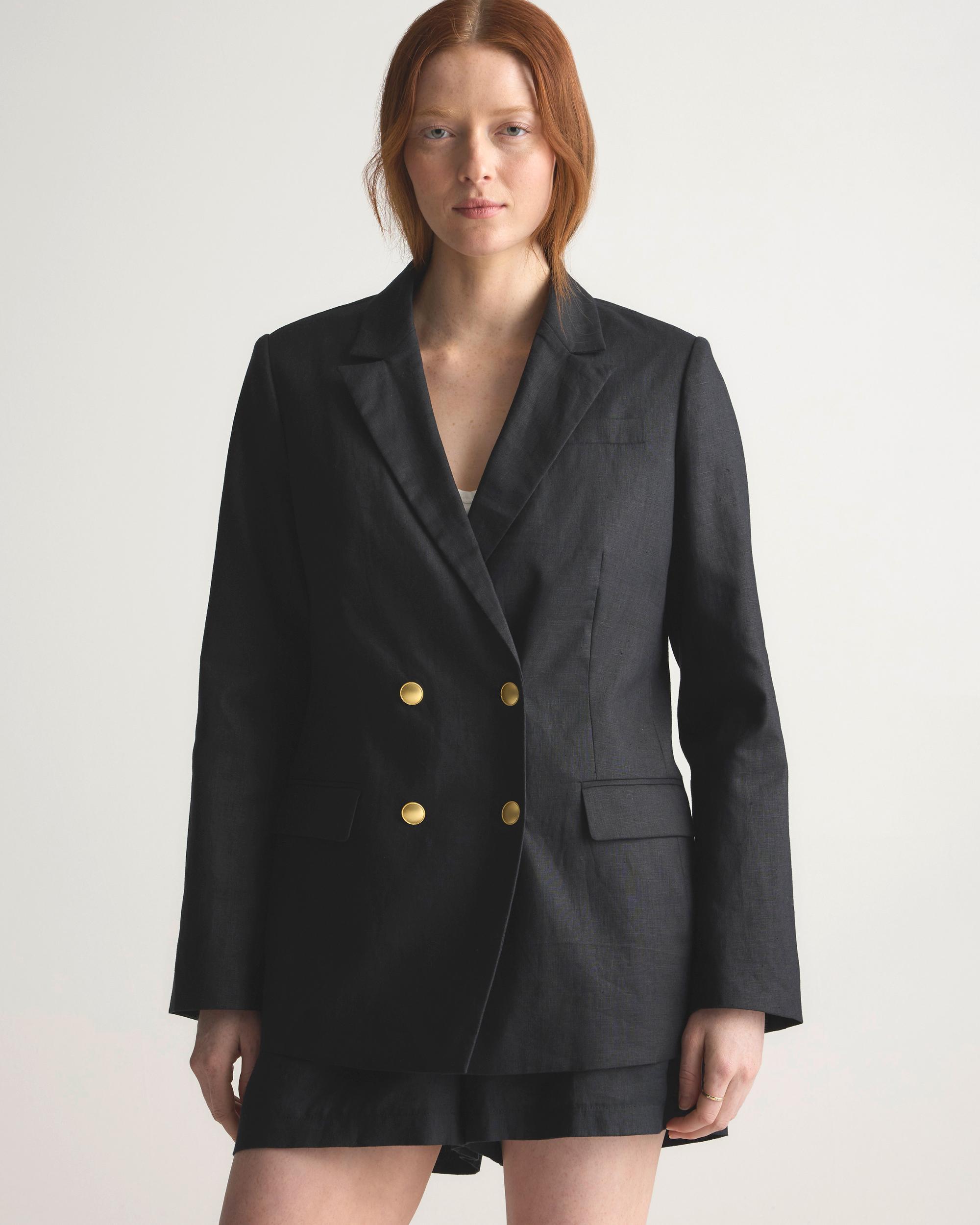 Quince | Women's 100% European Linen Relaxed Double-Breasted Blazer Size XL Product Image