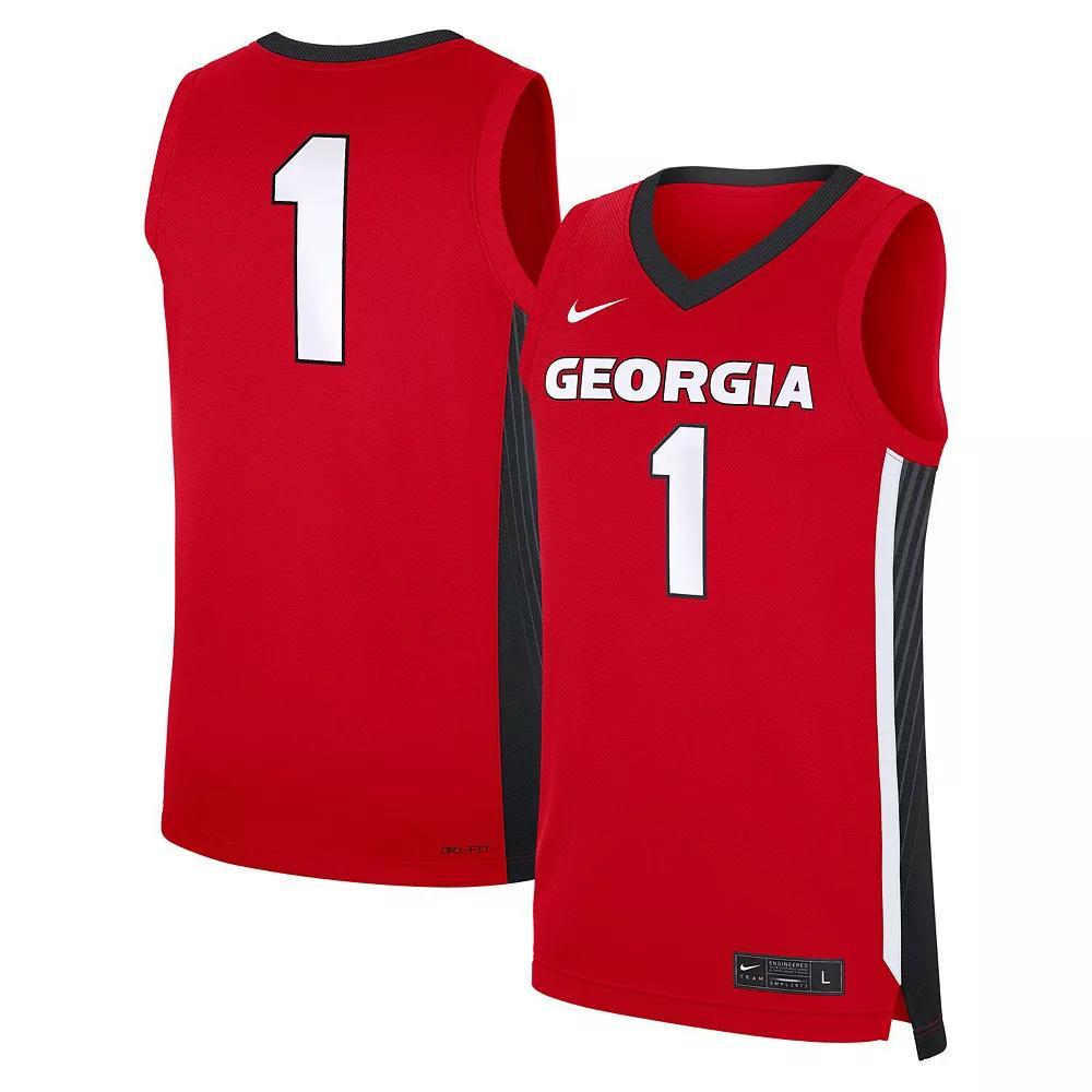 Men's Nike #1 Red Georgia Bulldogs Road Replica Jersey, Size: 2XL Product Image