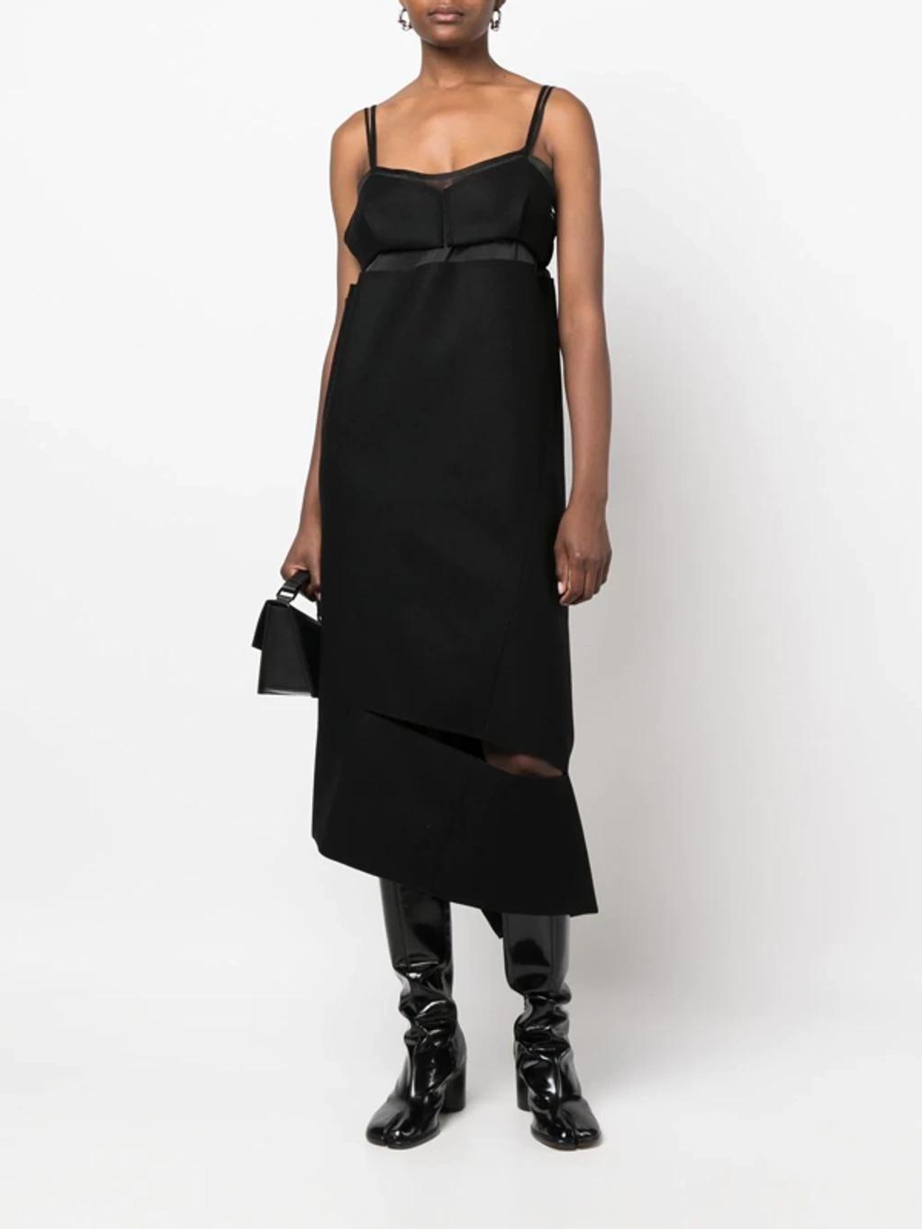 SACAI Melton Cold Wool Zip Midi Dress In Black Product Image