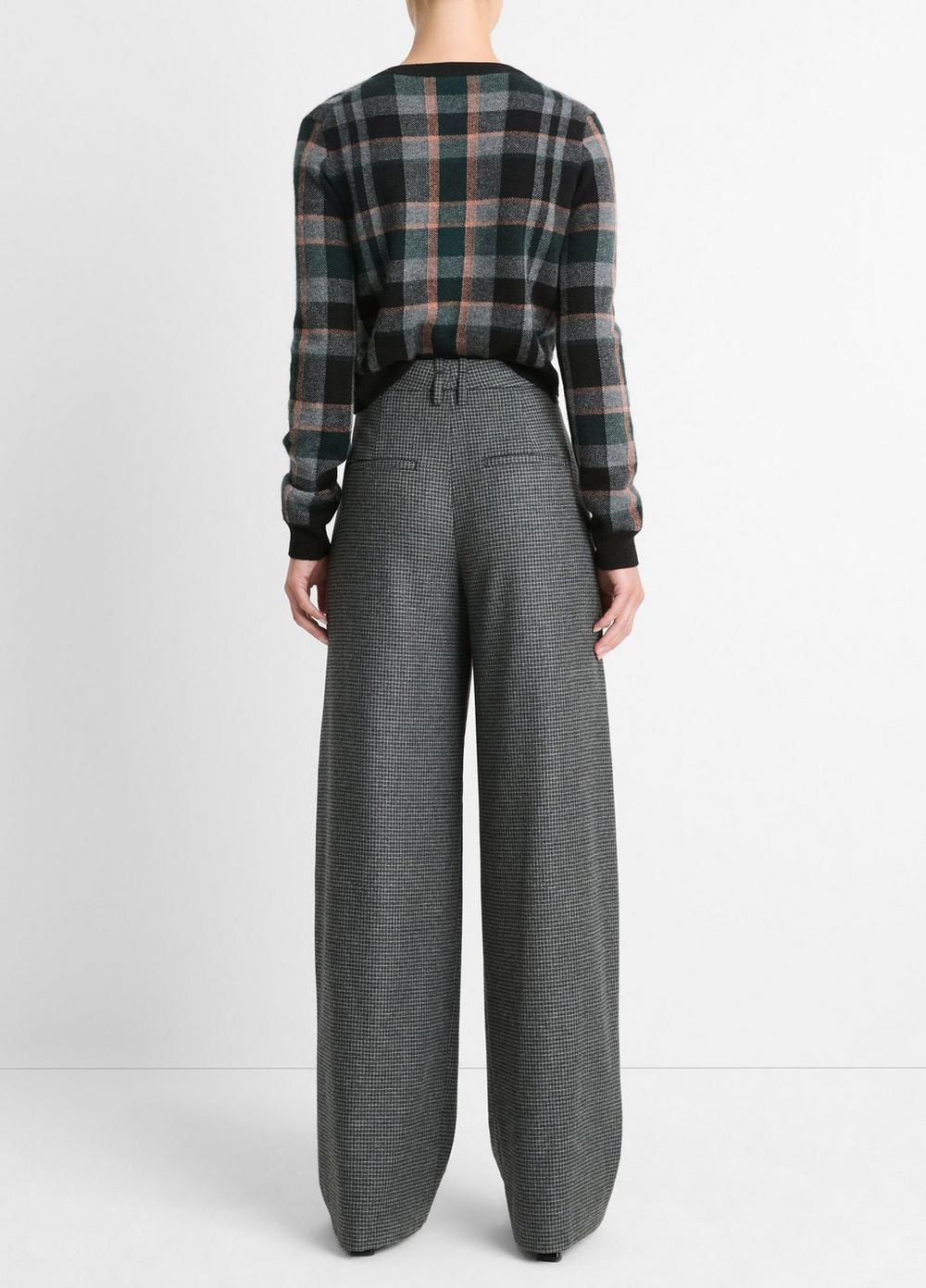 Womens Italian Microcheck High-Rise Trouser, Micro Check, Size 12 Vince Product Image