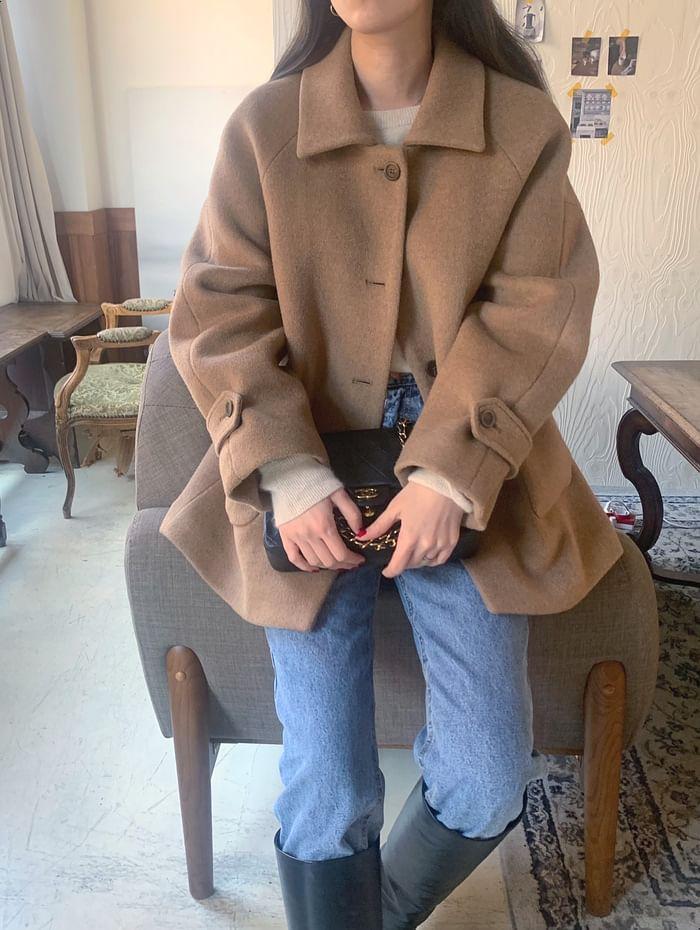 Faux Shearling Button-Up Jacket Product Image