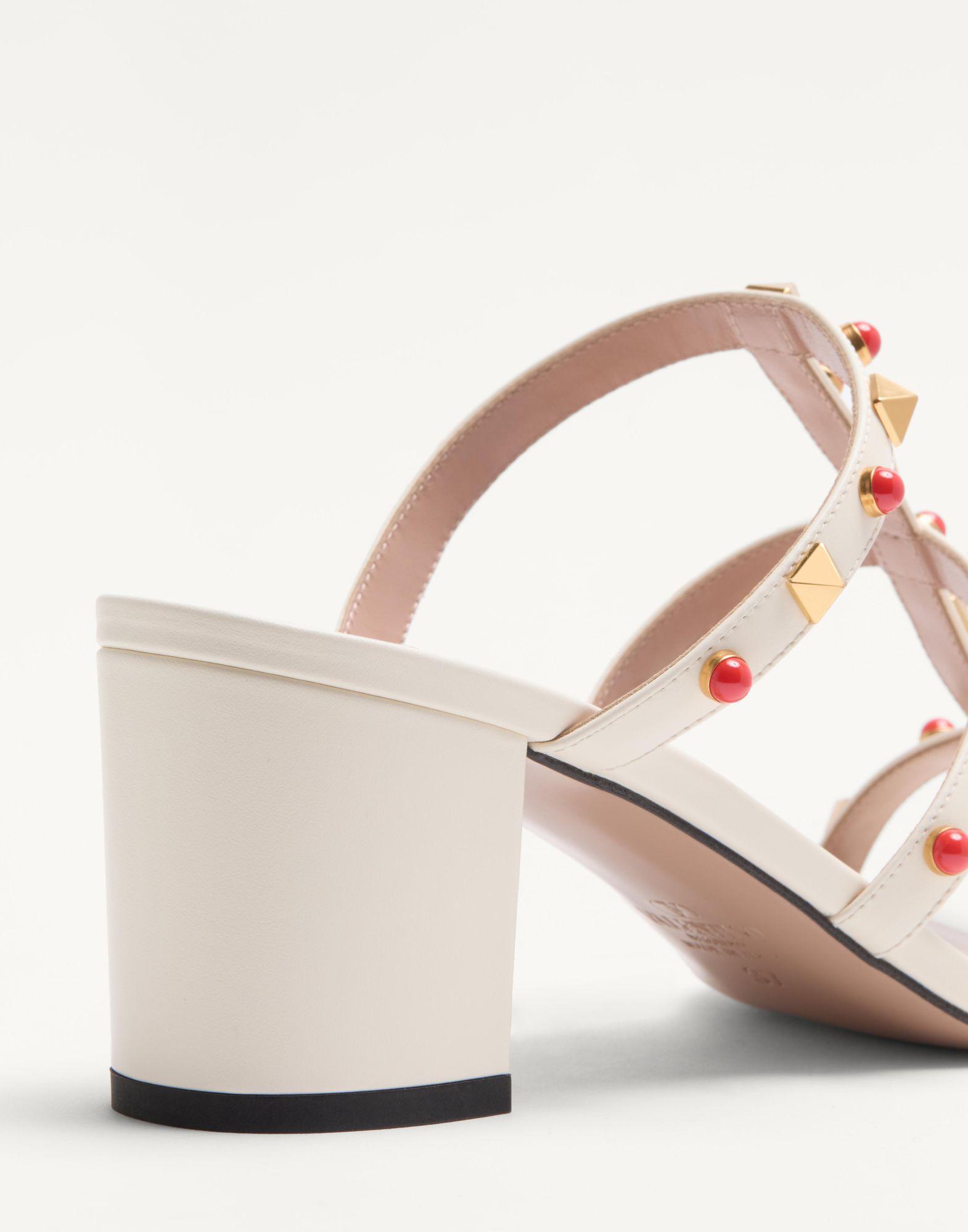 Rockstud Slide Sandal In Calfskin With Cabochon Stones 60Mm Product Image