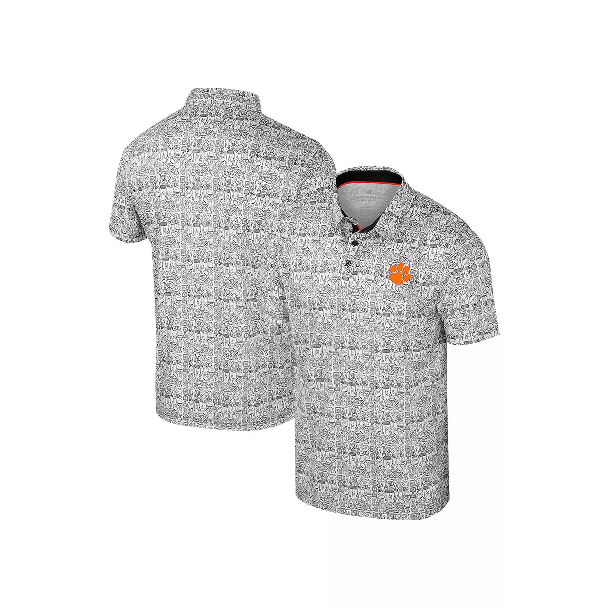 Men's Colosseum Orange Clemson Tigers It's Time! Allover Print Polo, Size: XL, Black Product Image