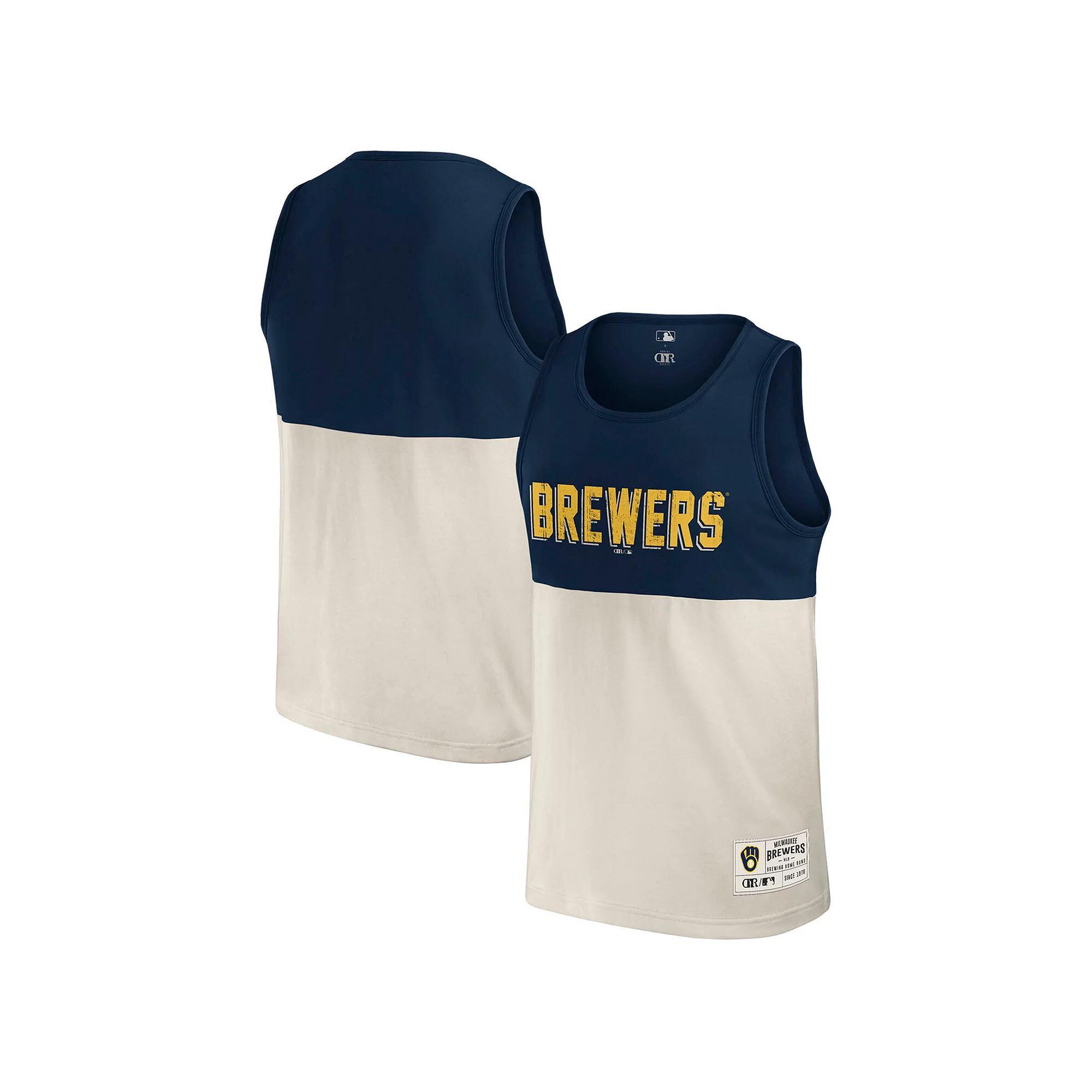 Men's Darius Rucker Collection by Fanatics Navy Milwaukee Brewers Colorblock Tank Top, Size: 2XL, Blue Product Image