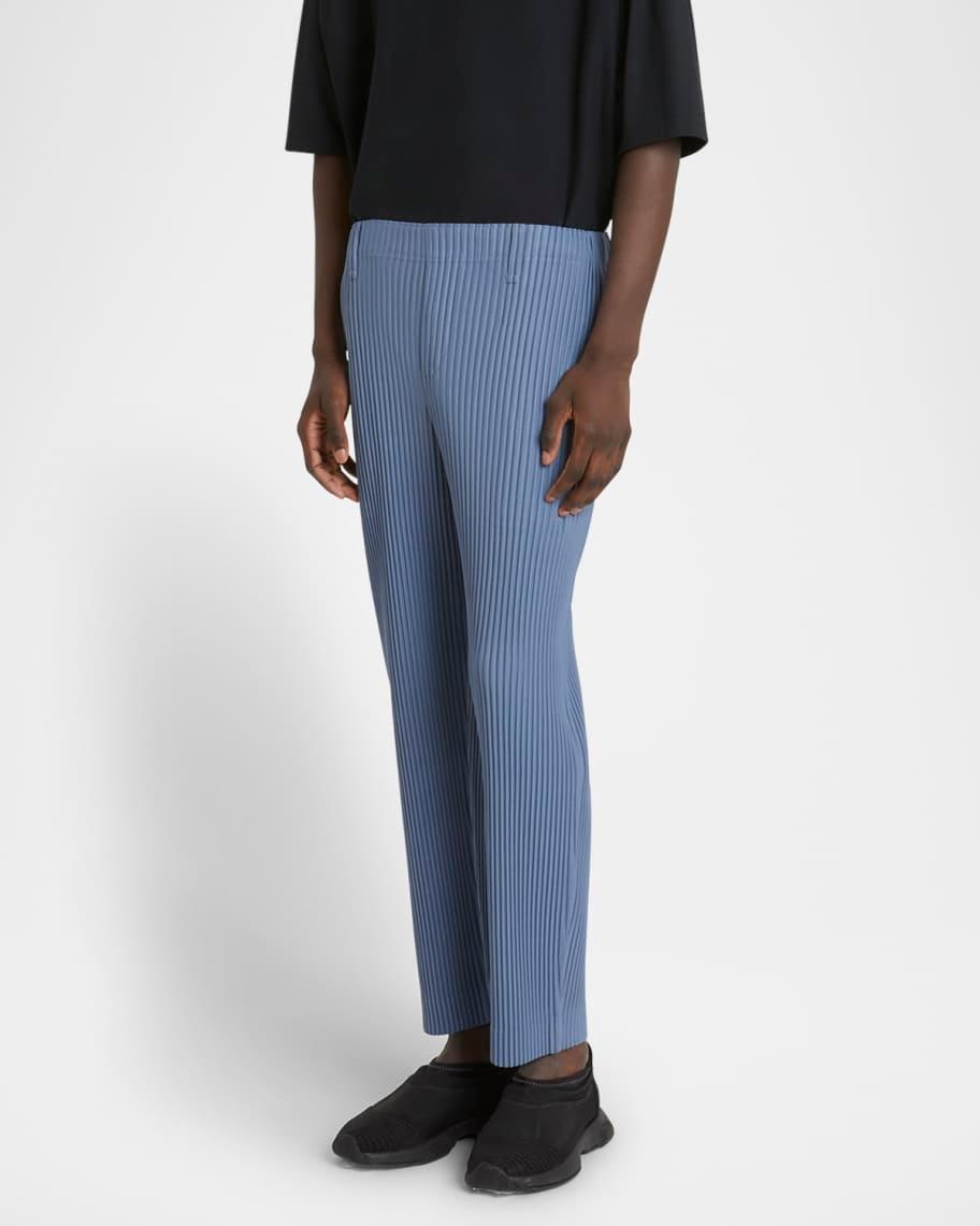 Mens Pleated Straight-Leg Trousers Product Image