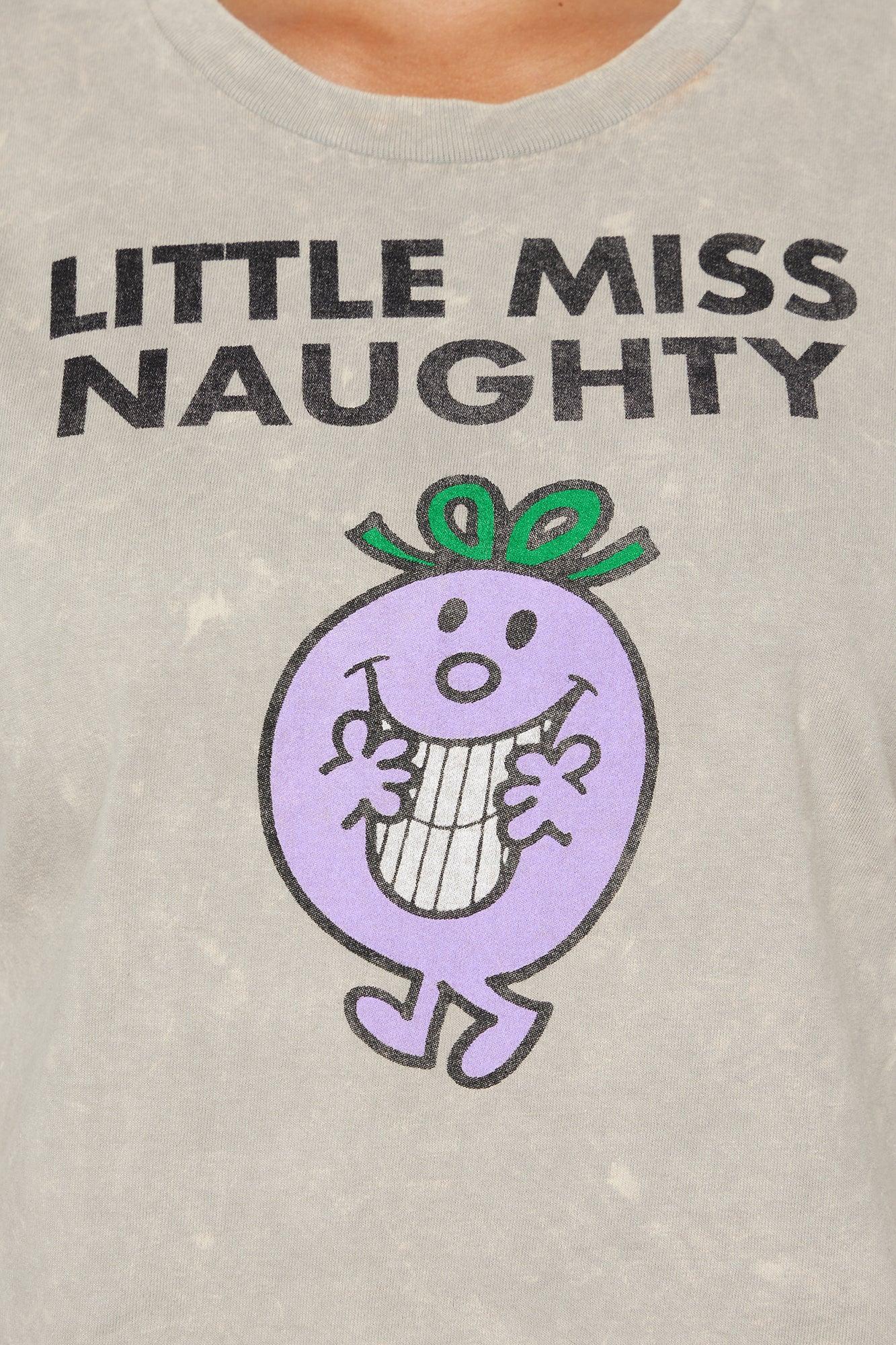 Little Miss Naughty Washed Cropped Tee - Sand Female Product Image