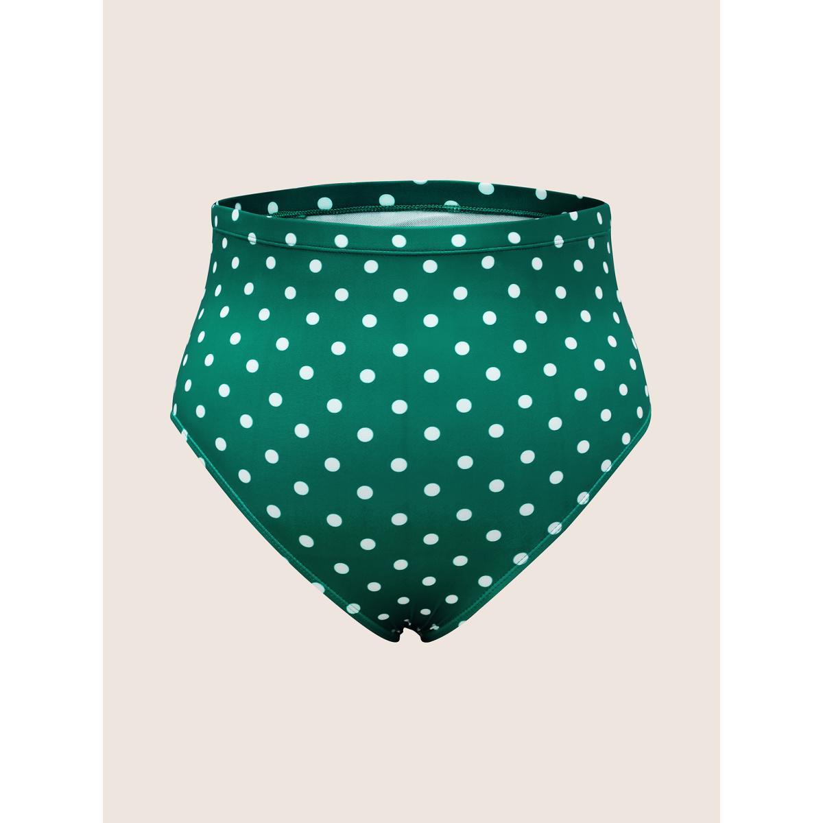 Plus Size Polka Dot Ruched Fit Flare Swim Dress Women's Swimwear Green Beach Bodycon Strapless High stretch Curve Swim Dresses BloomChic 18-20/2X Product Image