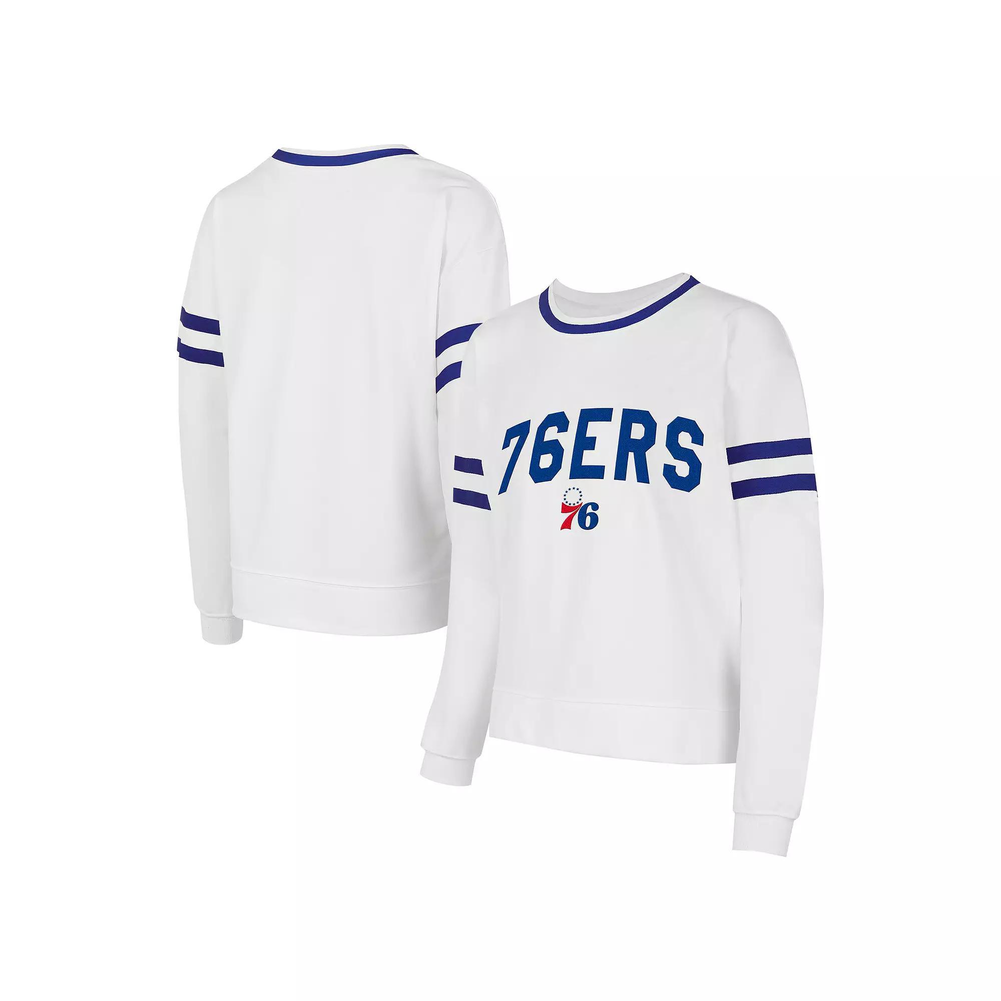 Women's Concepts Sport  White Philadelphia 76ers Borough Pullover Sweatshirt, Size: Medium, 76r White Product Image