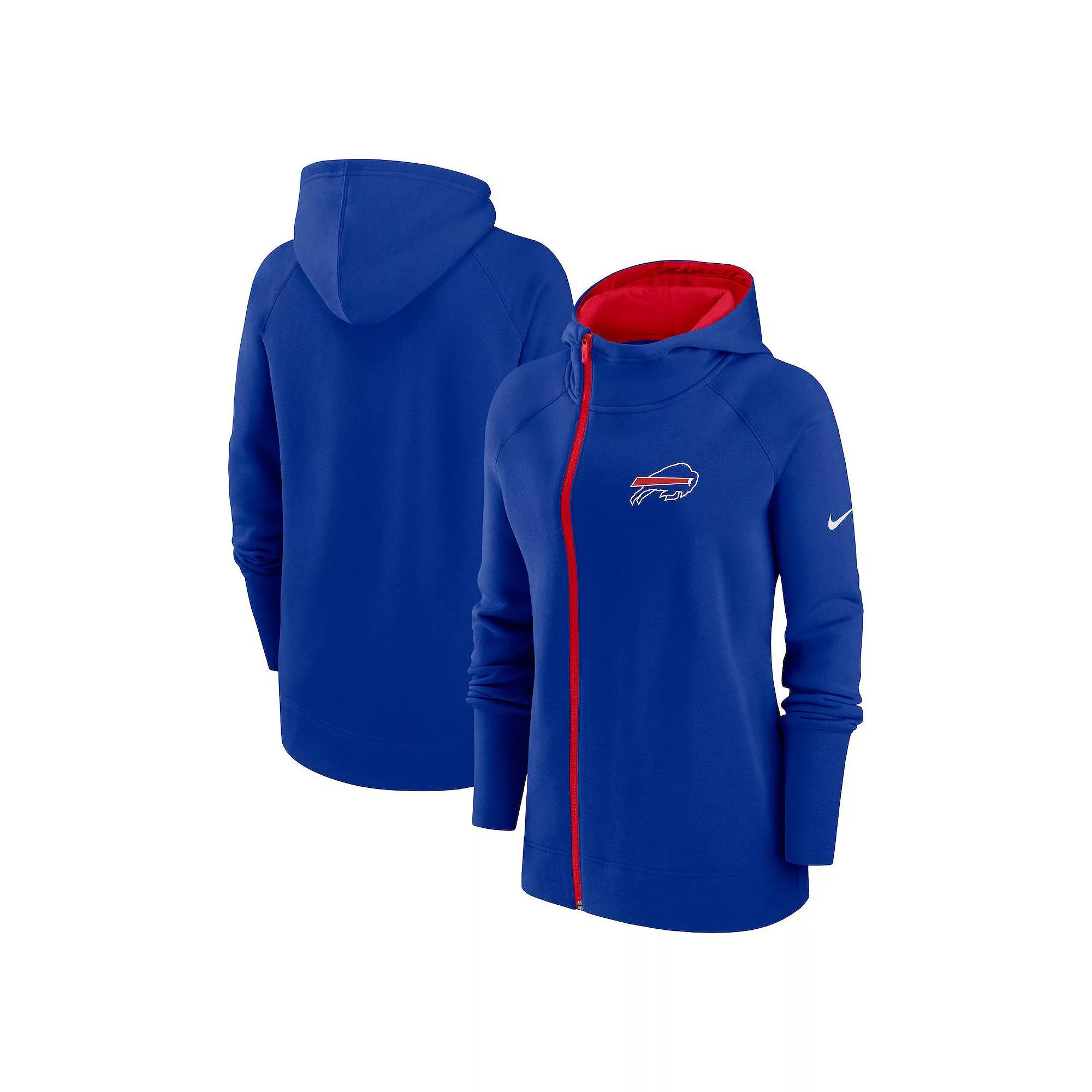 Women's Nike  Navy New England Patriots Asymmetrical Raglan Full-Zip Hoodie, Size: 2XL, Blue Product Image