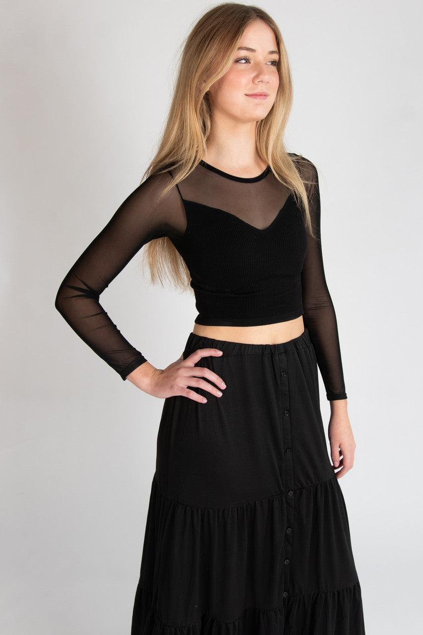 Cable Knit Mock Neck Crop Top Product Image