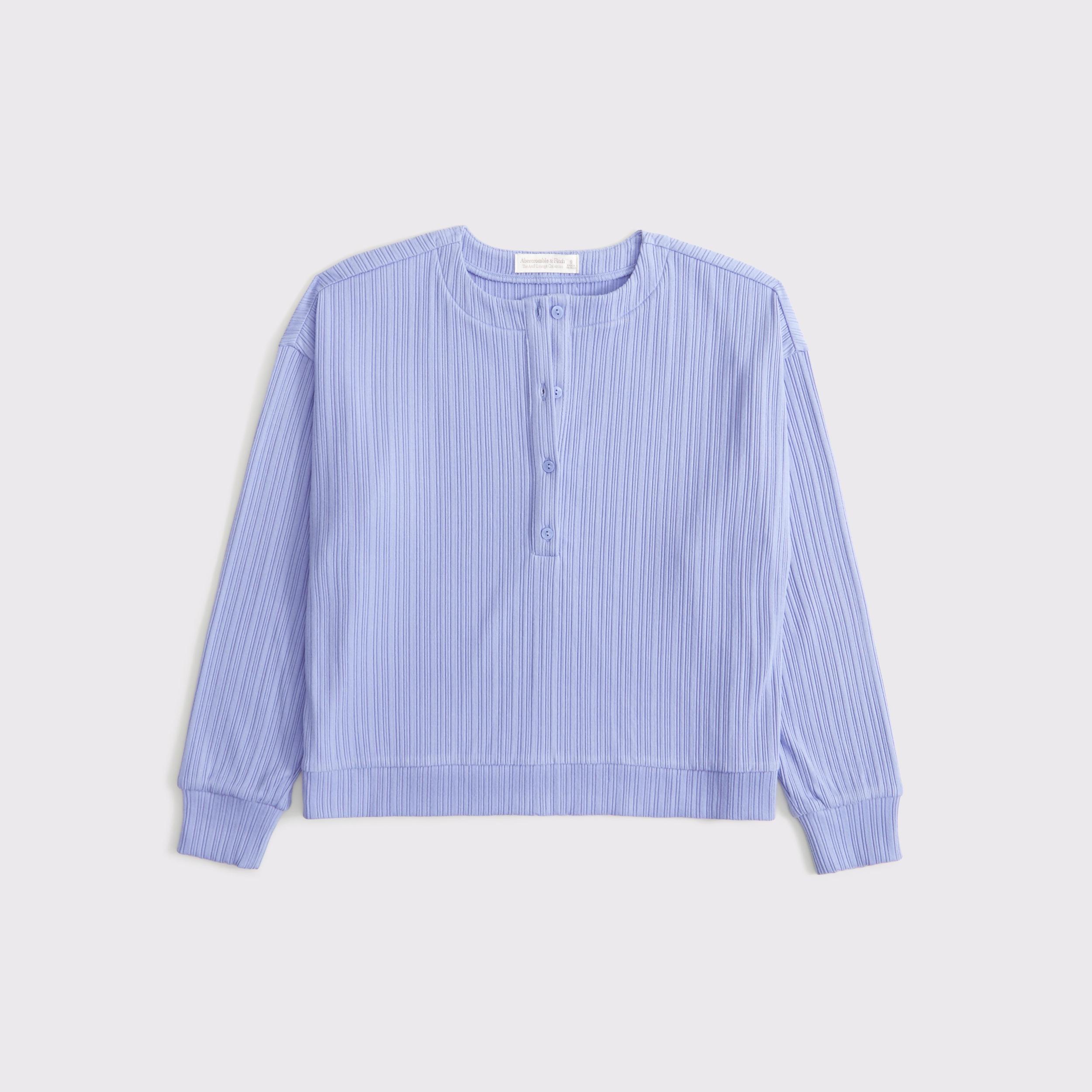 Lounge Wide Rib Henley Sweatshirt Product Image