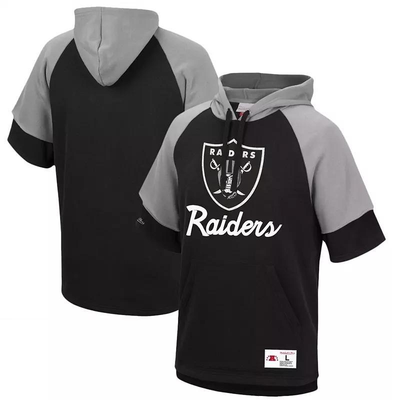Men's Mitchell & Ness Black Las Vegas Raiders Home Advantage Raglan Short Sleeve Pullover Hoodie, Size: Small, Lvr Black Product Image