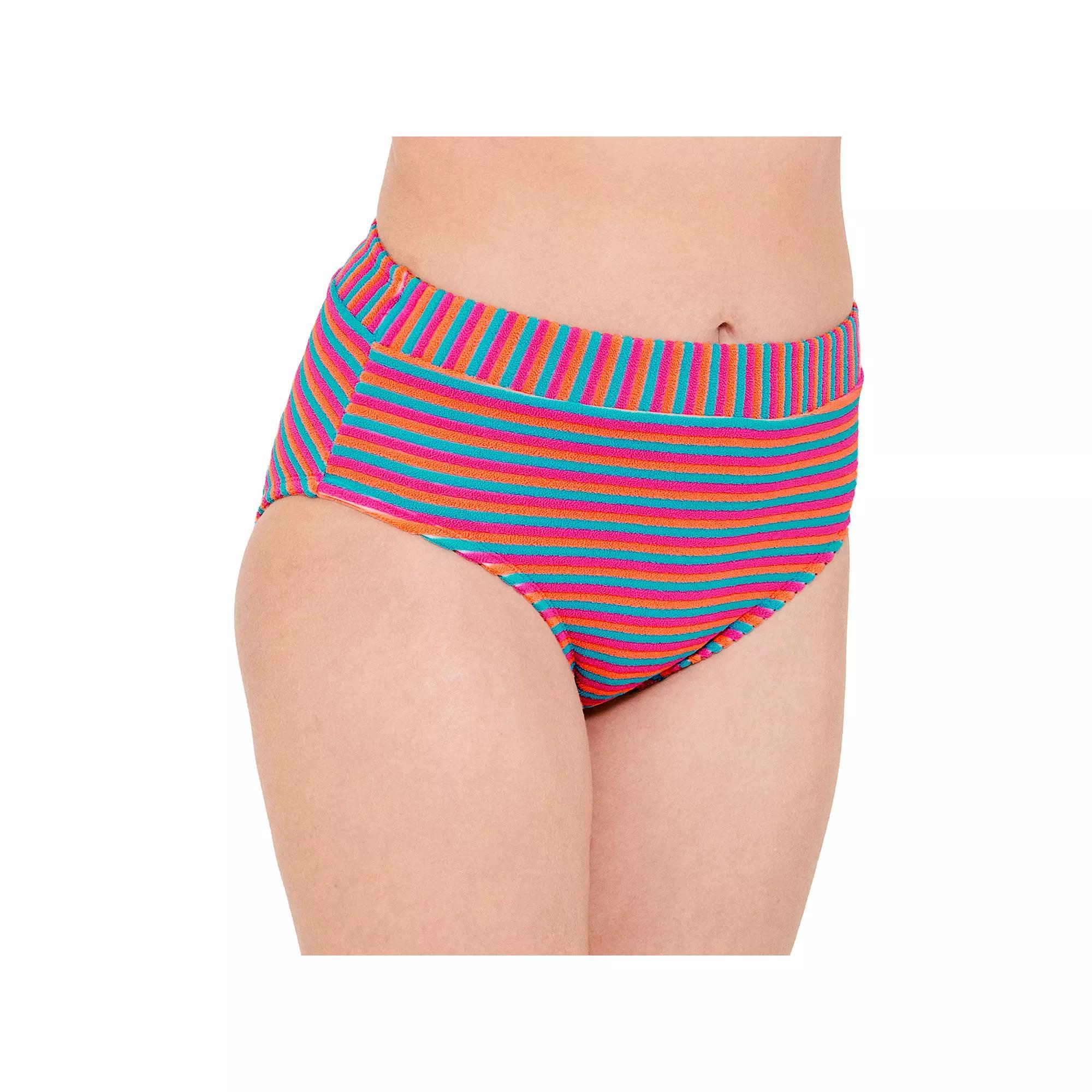 Women's Freshwater Banded High Leg Hipster Swim Bottoms, Size: Small, Fruit Striped Terry Product Image