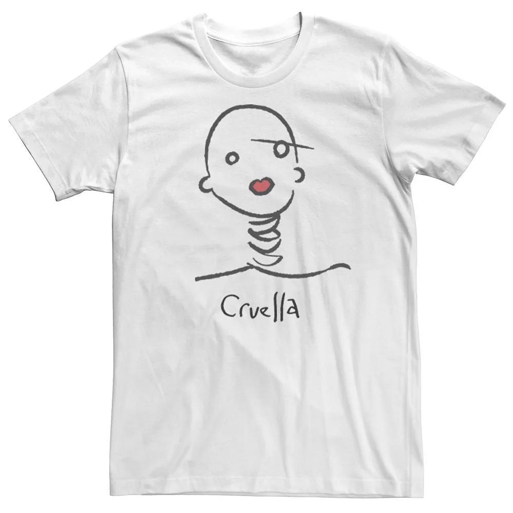 Big & Tall Disney Cruella Fashion Doodle Tee, Men's, Size: 3XL Tall, White Product Image