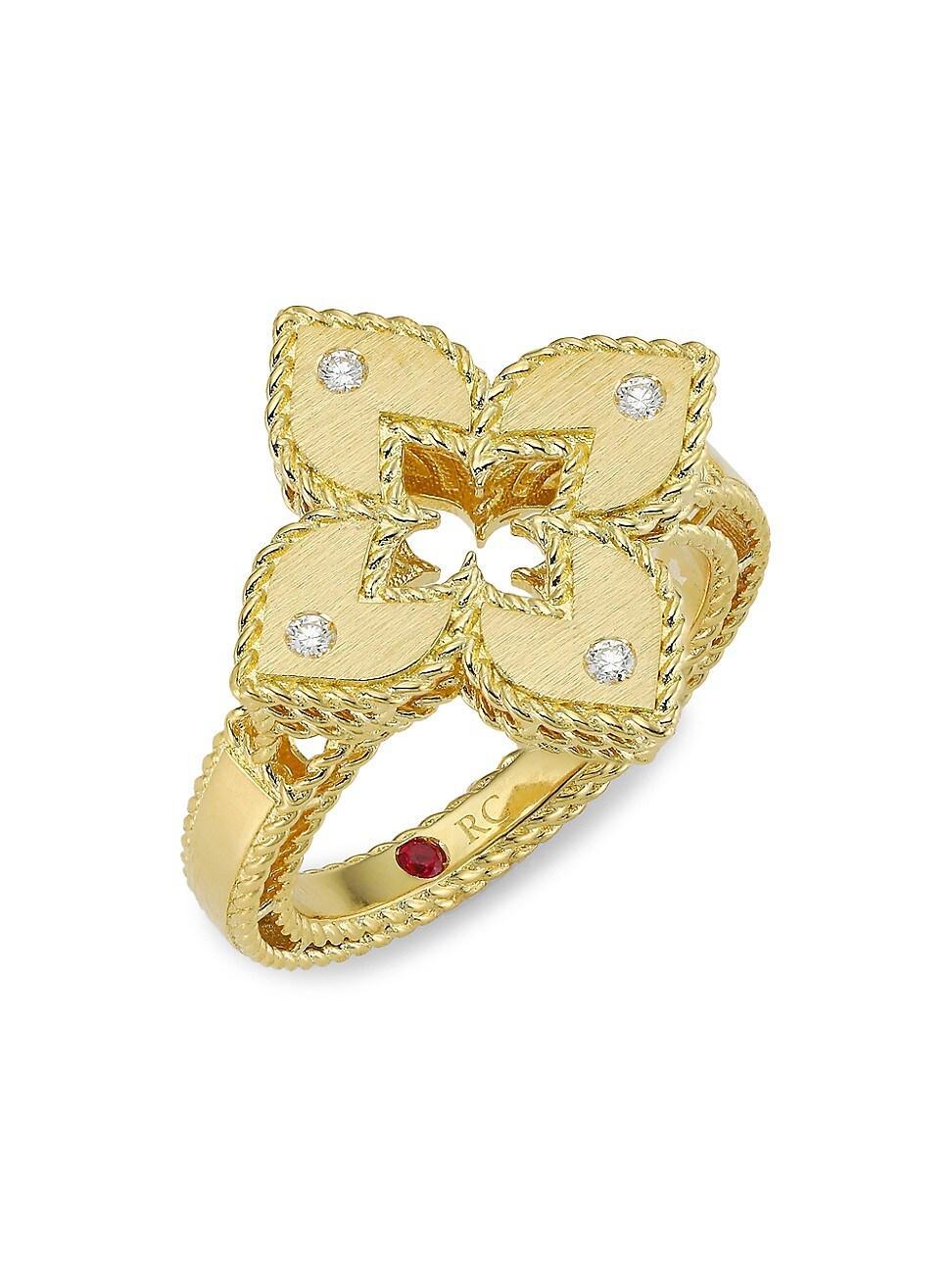 Roberto Coin 18K Yellow Gold Venetian Princess Diamond Quatrefoil Ring Product Image