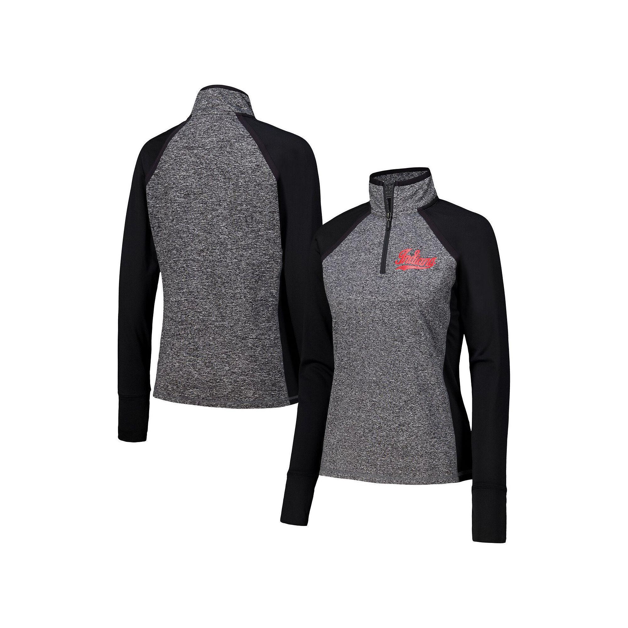 Women's Black Indiana Hoosiers Finalist Raglan Quarter-Zip Jacket, Size: Small Product Image