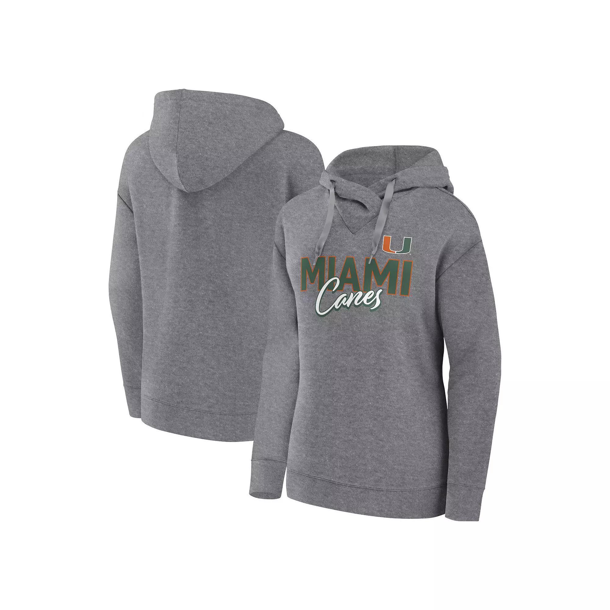Women's Fanatics Branded Heather Gray Miami Hurricanes Script Favorite Pullover Hoodie, Size: XL, Grey Product Image