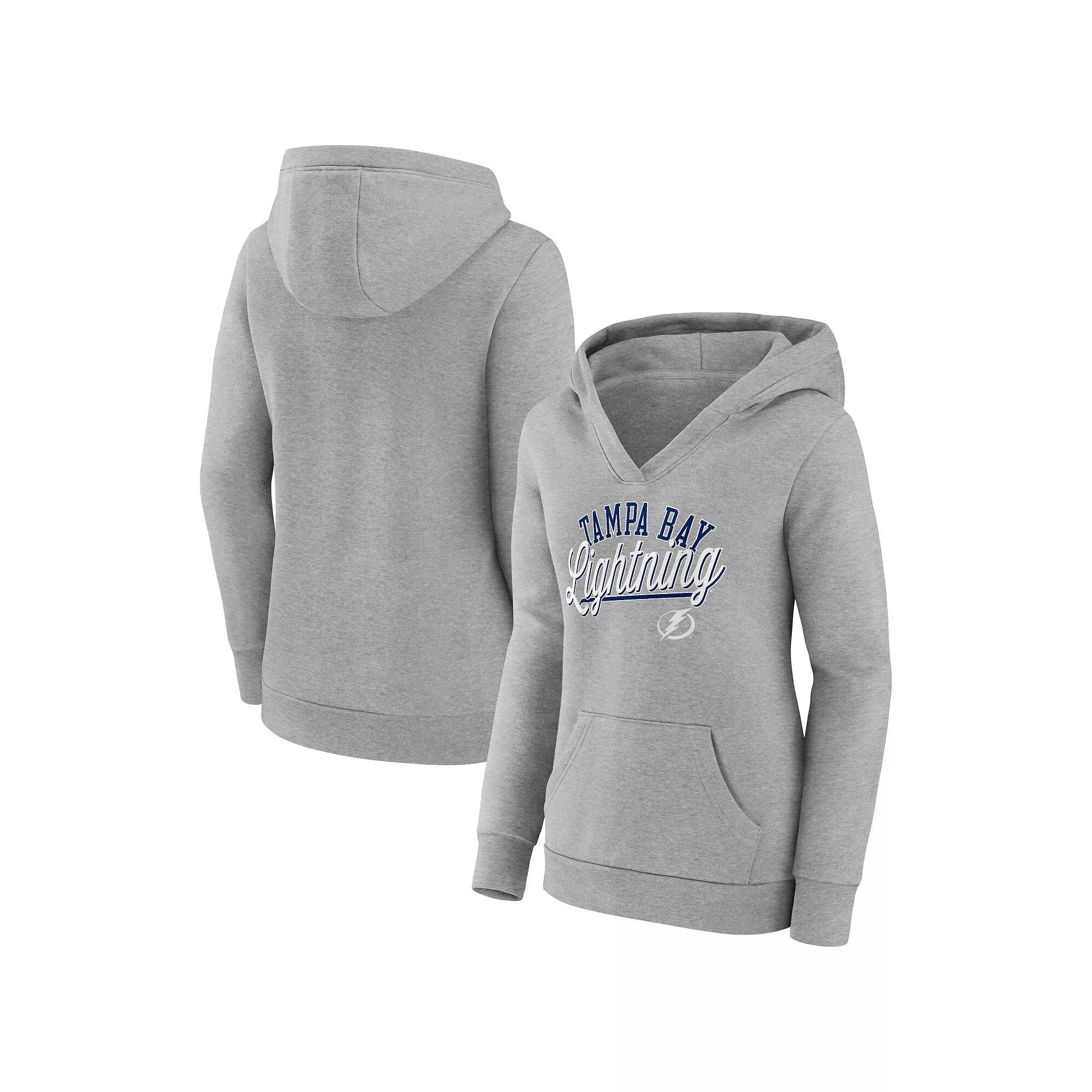 Women's Fanatics Branded Gray Tampa Bay Lightning Simplicity Crossover V-Neck Pullover Hoodie, Size: Small, Lgh Grey Product Image
