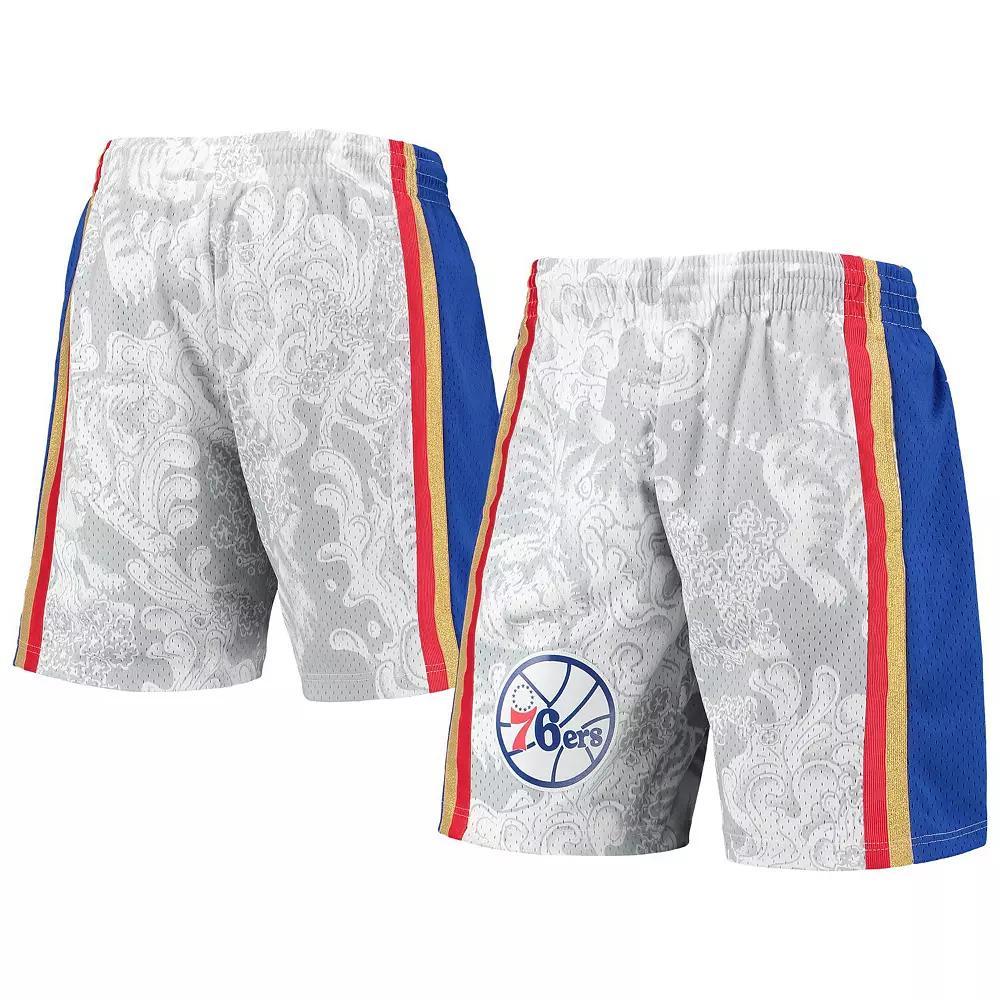 Men's Mitchell & Ness White Philadelphia 76ers Hardwood Classics Lunar New Year Swingman Shorts, Size: 4XL, 76r White Product Image