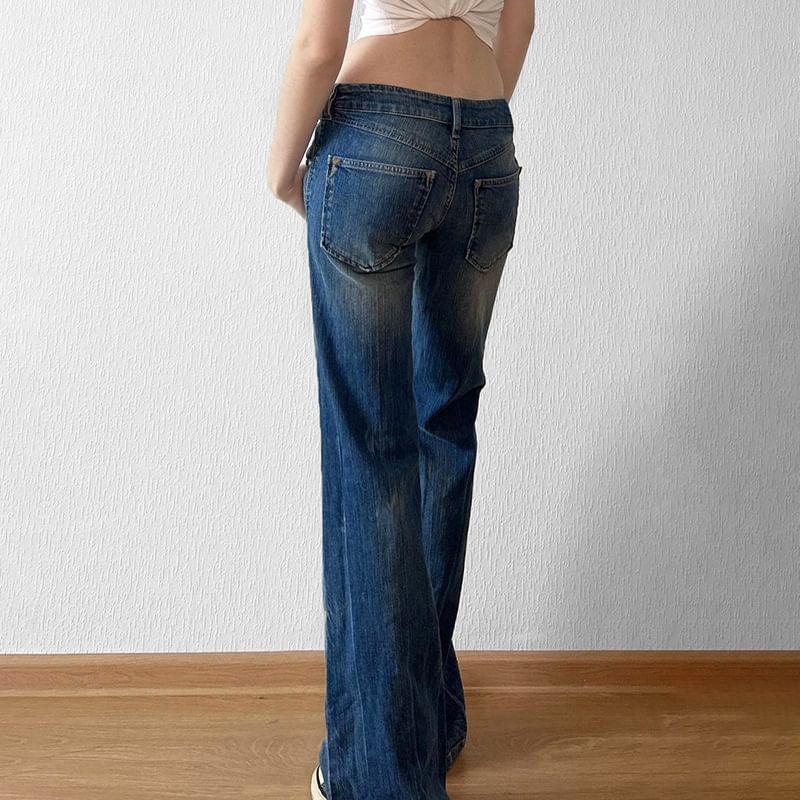 High Rise Washed Flared Jeans Product Image