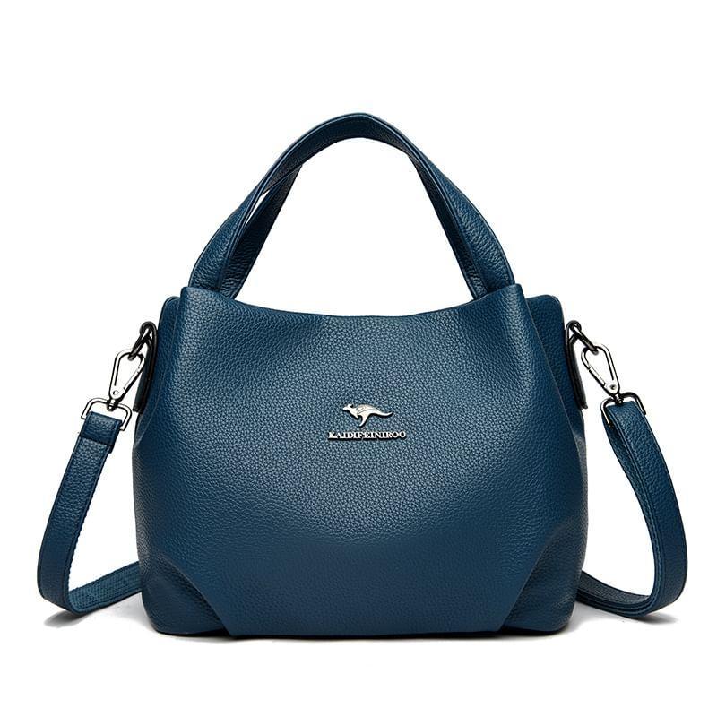 Top Handle Faux Leather Flap Crossbody Bag Product Image