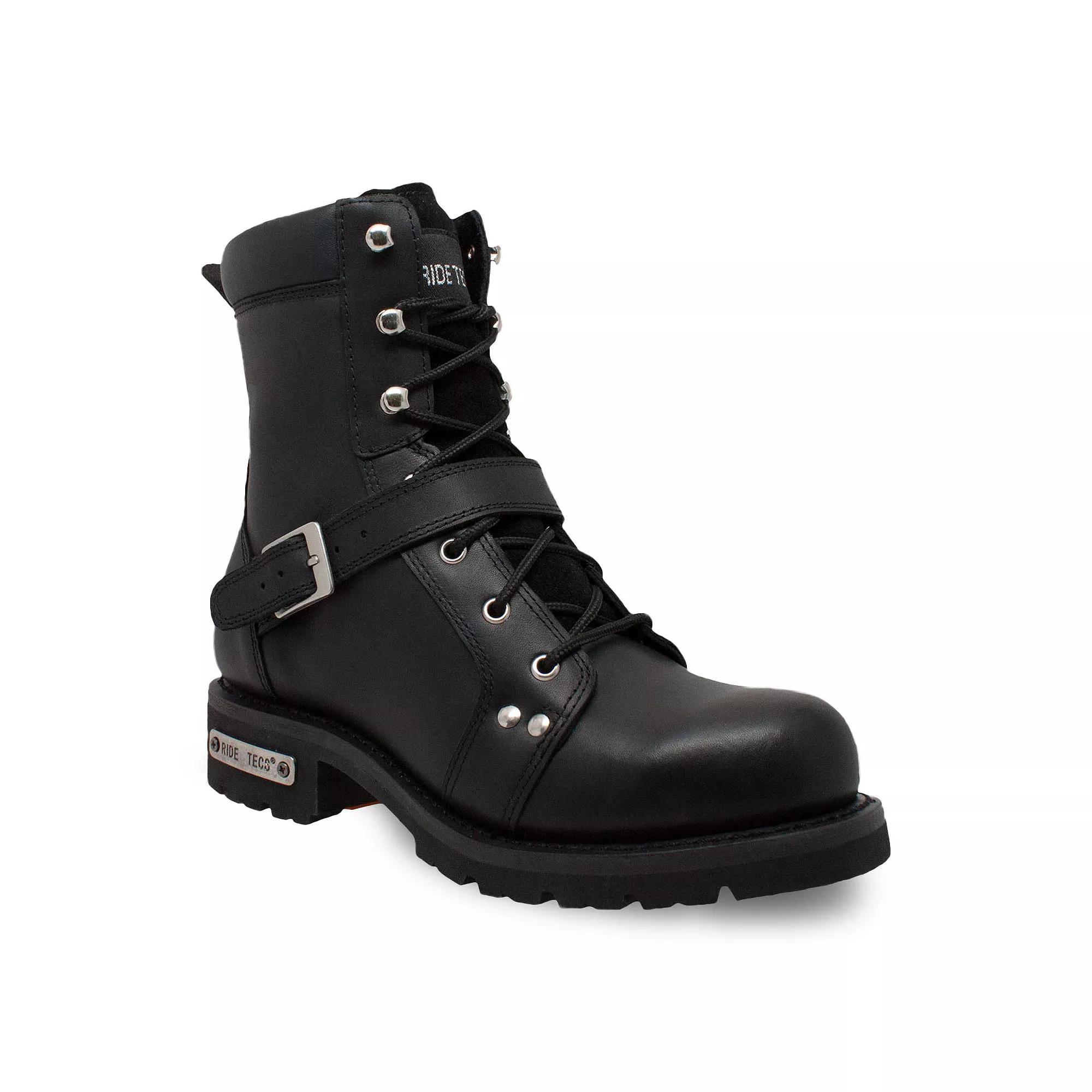 AdTec Lace Zipper Men's 8-in. Motorcycle Boots, Size: 10.5, Black Product Image