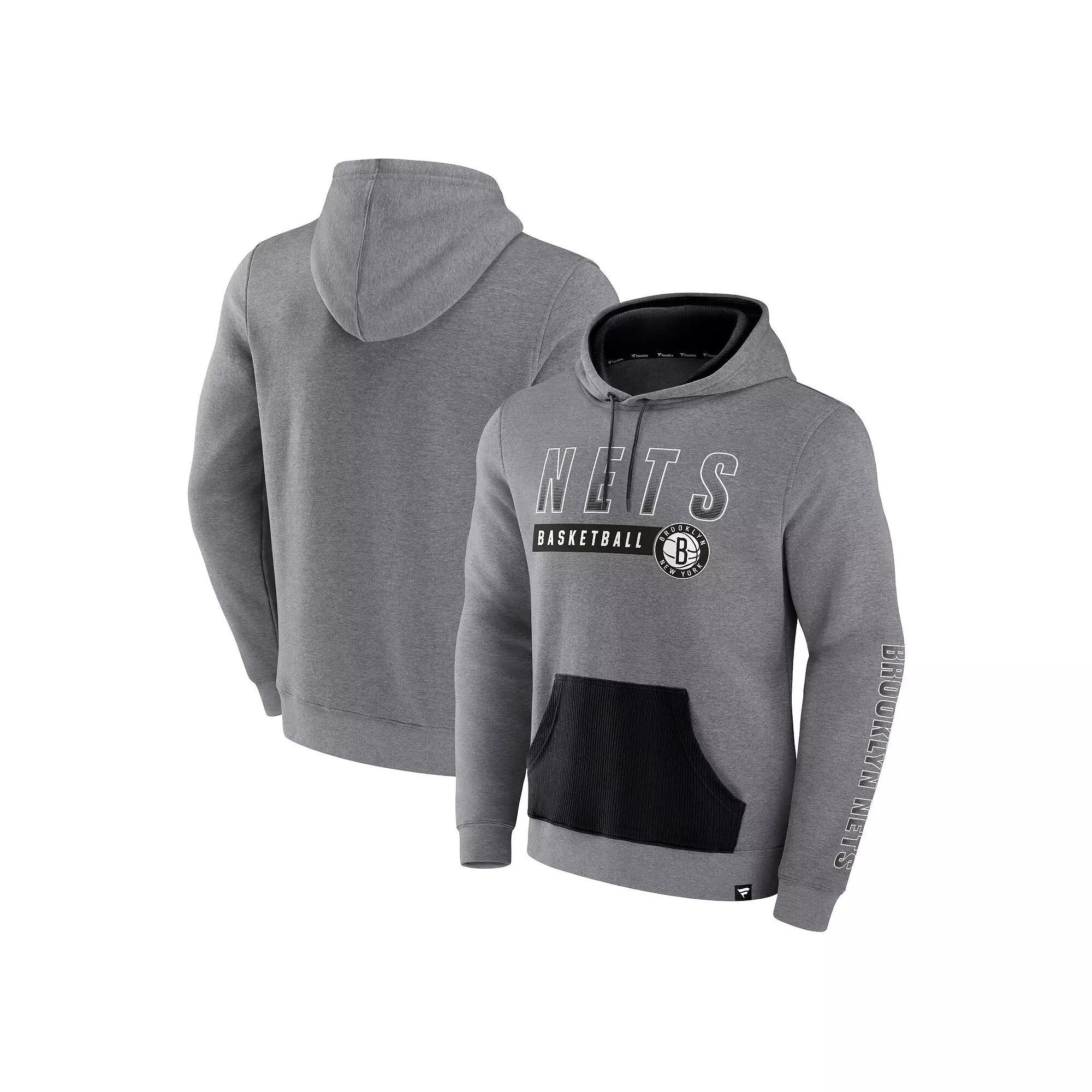 Mens Fanatics Branded Heathered Gray Brooklyn Nets Off The Bench Color Block Pullover Hoodie Product Image