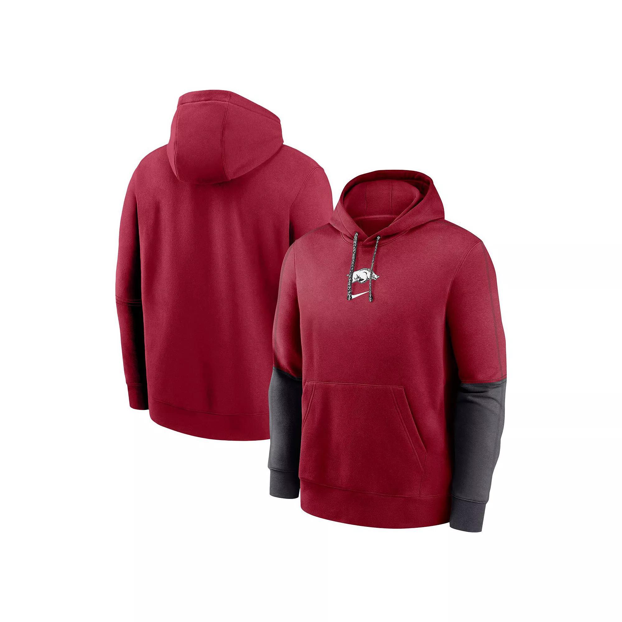 Men's Nike Cardinal Arkansas Razorbacks 2024 Sideline Club Fleece Pullover Hoodie, Size: 2XL, Red Product Image