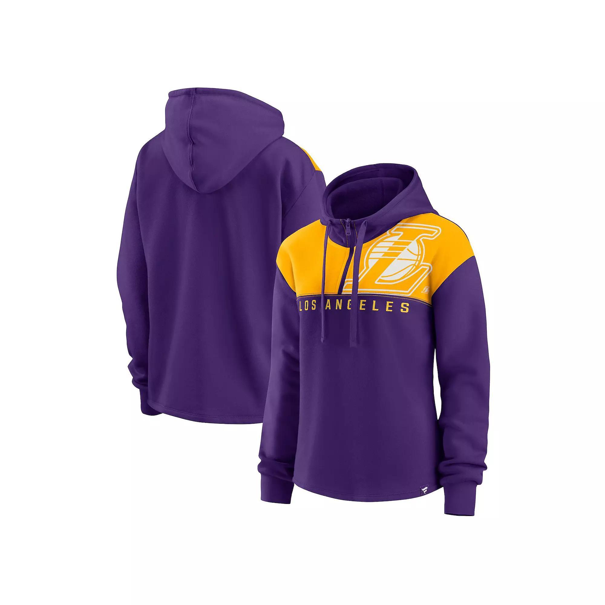 Women's Fanatics Branded Purple Los Angeles Lakers Overslide Quarter-Zip Fleece Hoodie, Size: Medium Product Image