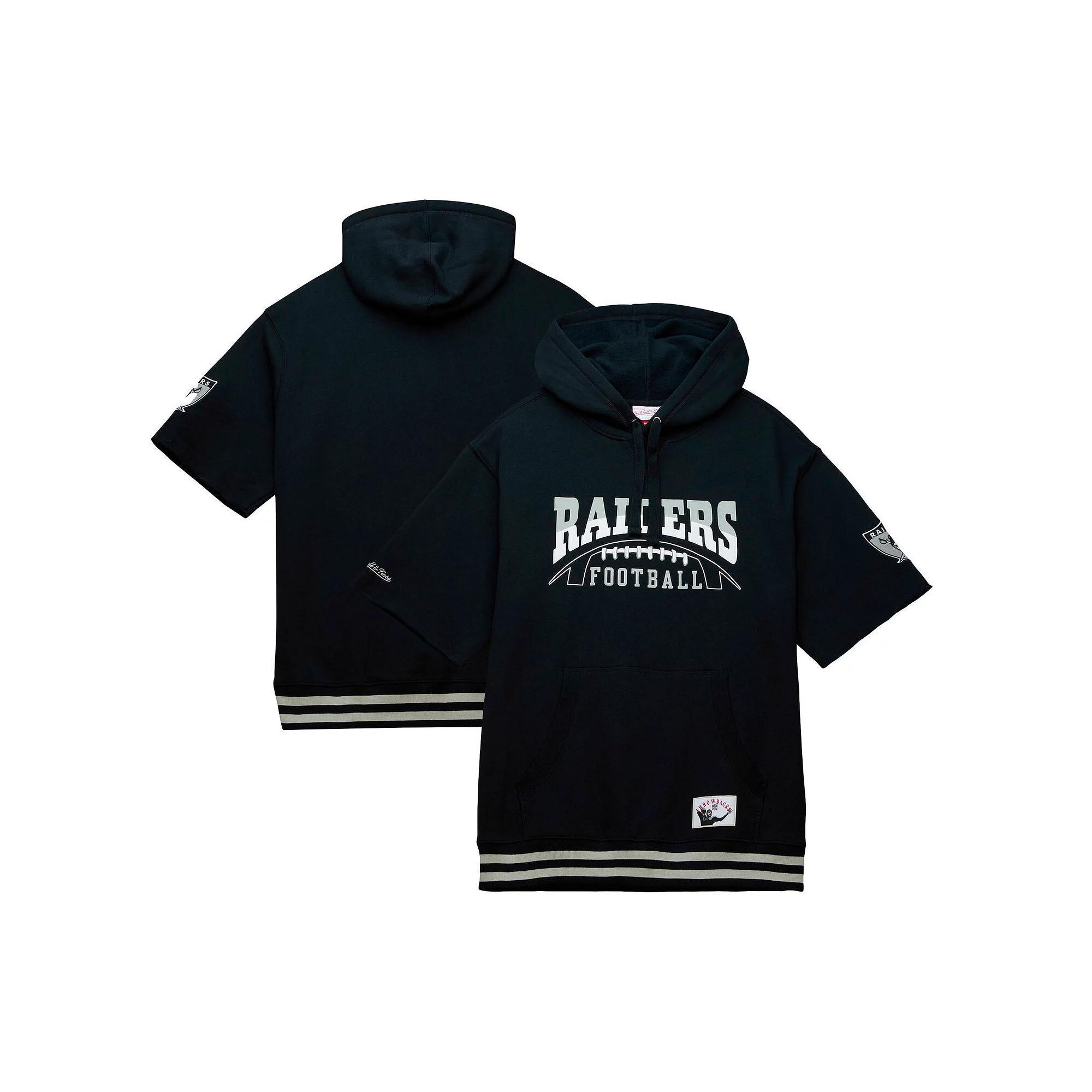 Men's Mitchell & Ness Black Las Vegas Raiders Pre-Game Short Sleeve Pullover Hoodie, Size: Small, Lvr Black Product Image