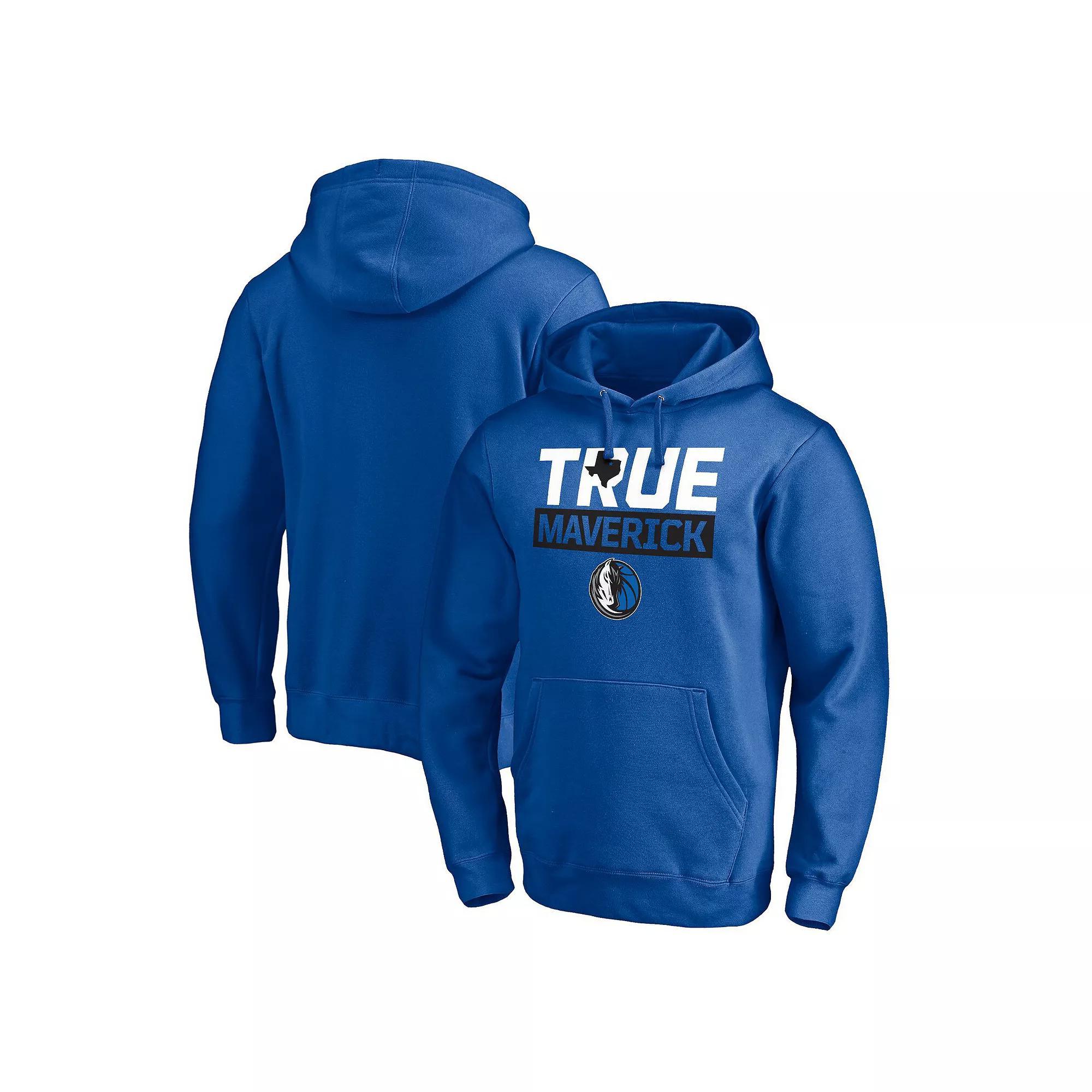 Men's Fanatics Branded Blue Dallas Mavericks Post Up Hometown Collection Fitted Pullover Hoodie, Size: Small Product Image