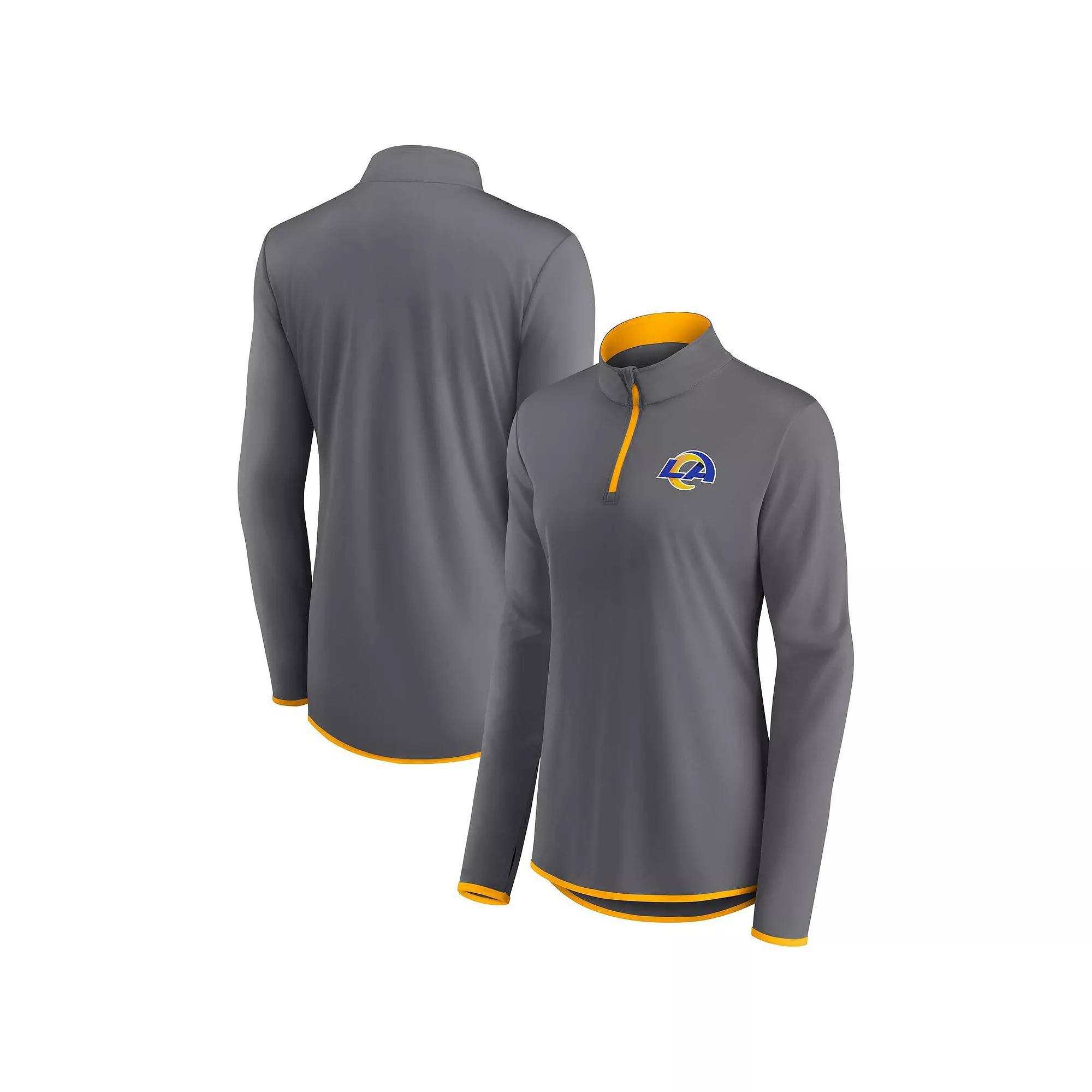 Women's Fanatics Branded  Gray Los Angeles Rams Corner Long Sleeve 1/4 Zip Top, Size: Large, Grey Product Image