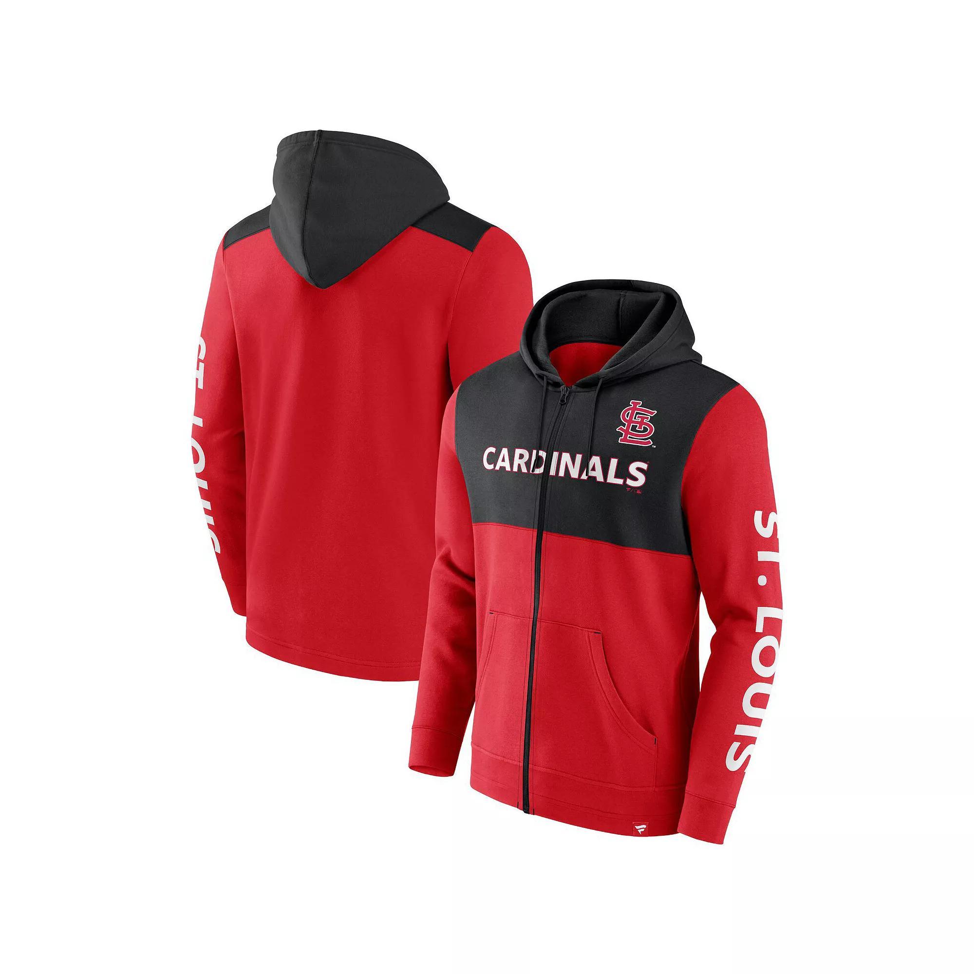 Men's Fanatics Branded Red/Black St. Louis Cardinals Ace Hoodie Full-Zip Sweatshirt, Size: Medium Product Image