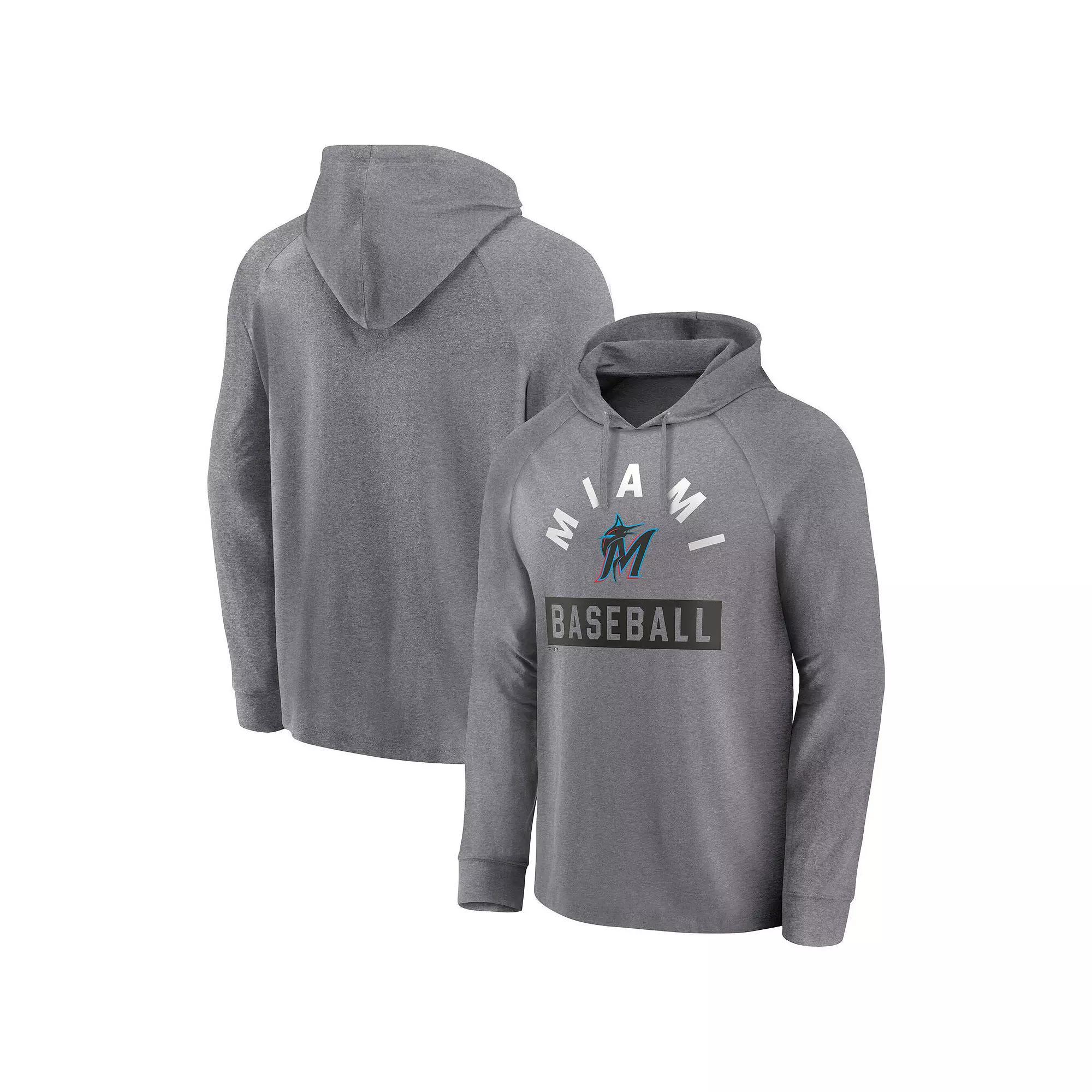 Men's Fanatics Gray Miami Marlins No Time Off Raglan Pullover Hoodie, Size: 2XL, Grey Product Image